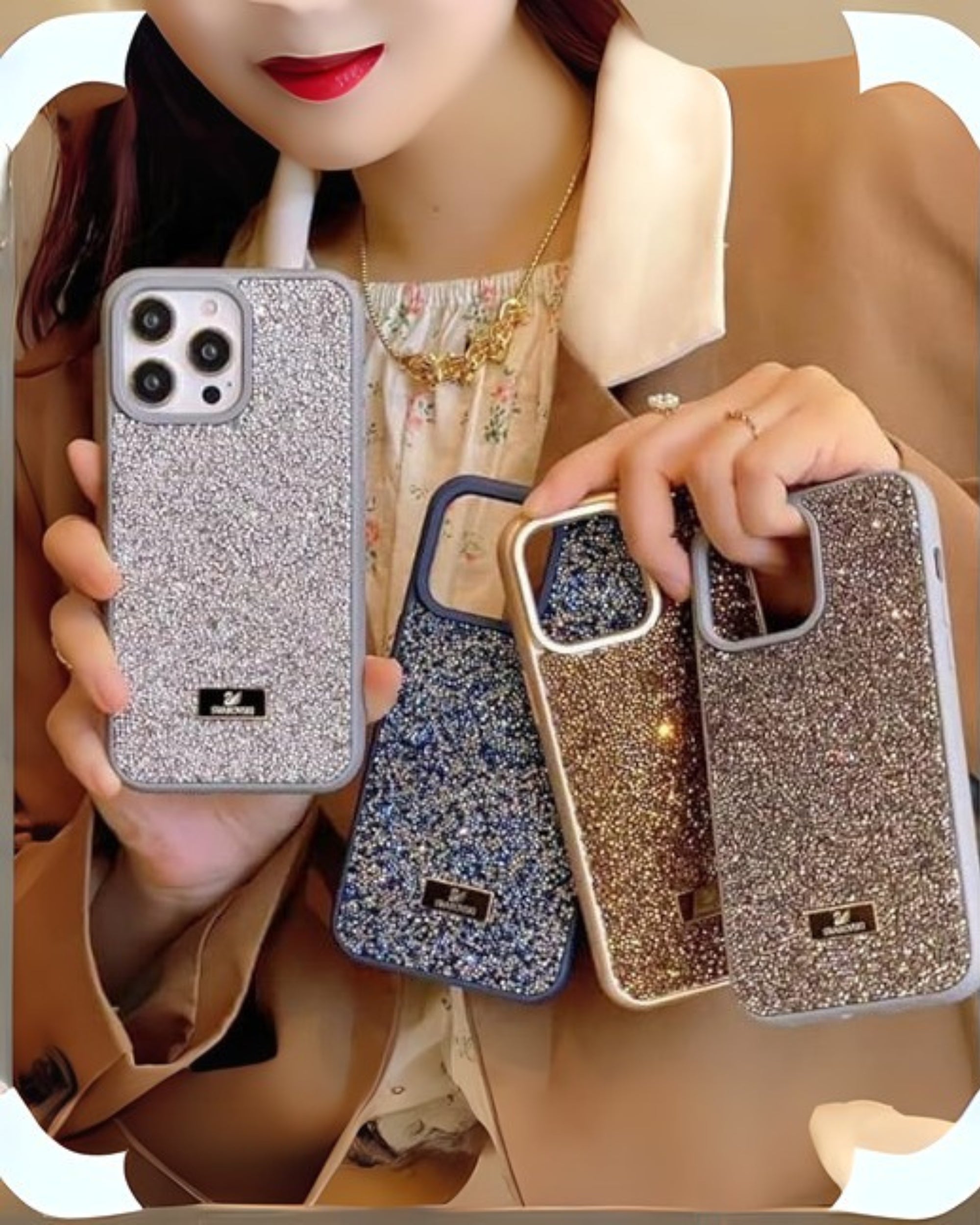 Premsons® iPhone 16 Series Glitter Crystal Case – Shimmer Stone Protective Back Cover with Sparkling Design | Stylish & Slim Fit Case for Girls & Women