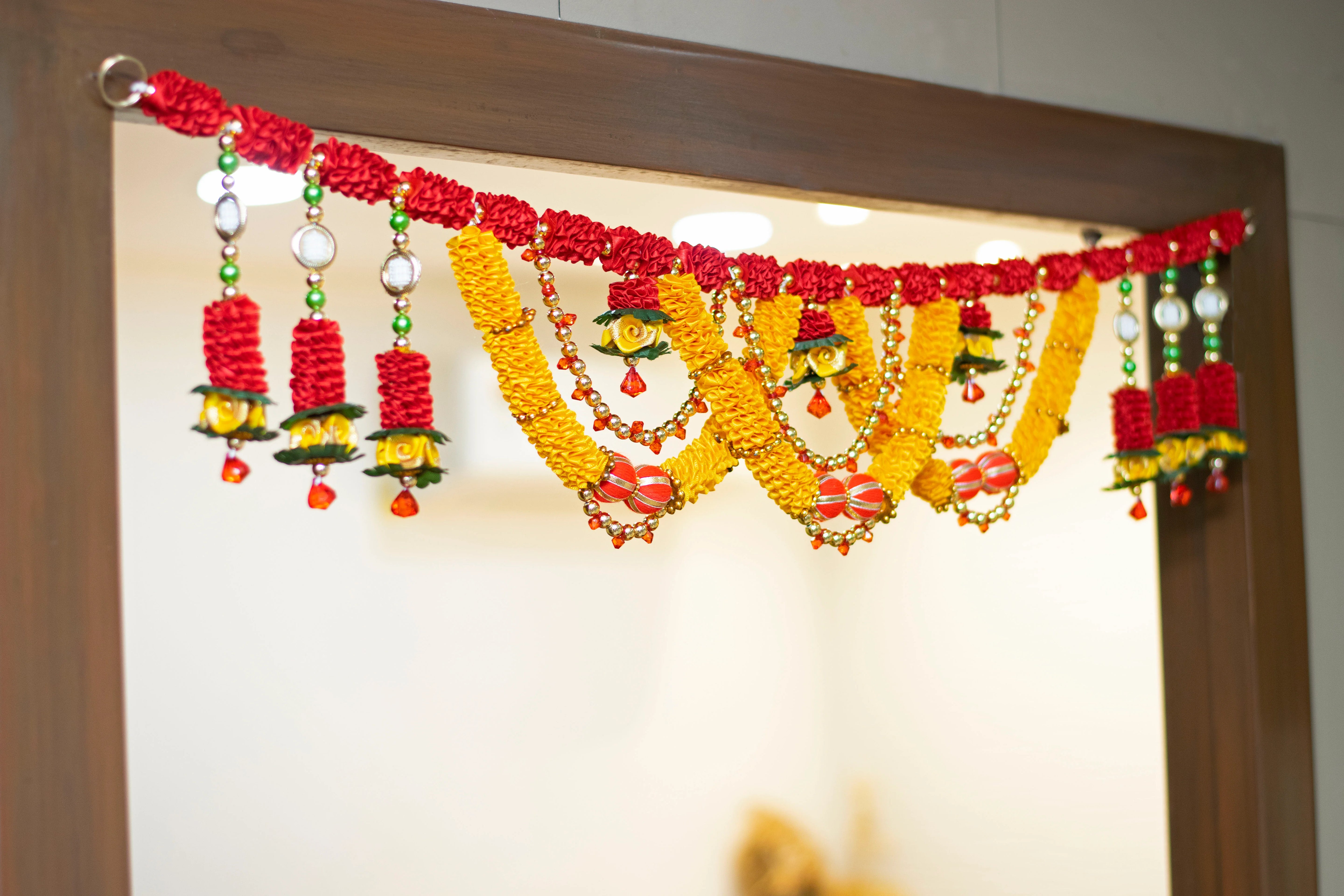 Premsons® Yellow Floral Gota Toran – Bright Festive Hanging for Doors