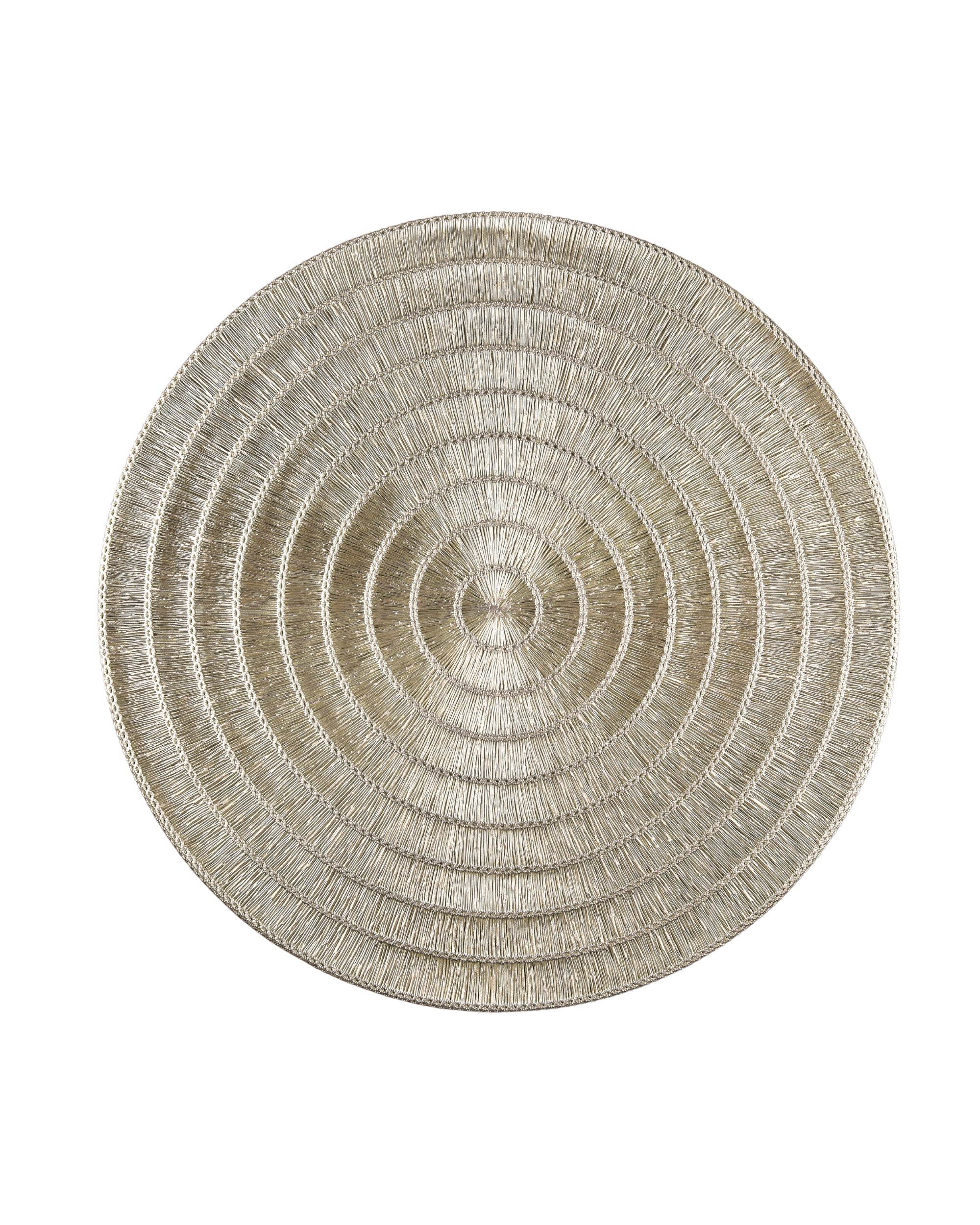 Premsons® Round Table Mat – Premium Spiral Metallic Placemat | Washable, Wipeable, Non-Slip & Heat-Resistant | Elegant Table Mat for Dining, Kitchen, Wedding & Party Décor – Champagne Gold