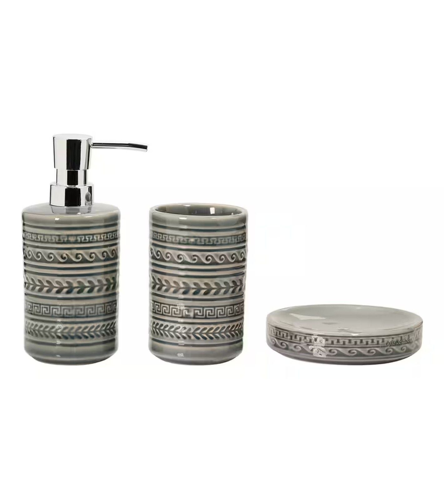 Premsons® Ceramic Bathroom Accessories Set of 3 – Dispenser, Soap Tray & Toiletries Holder