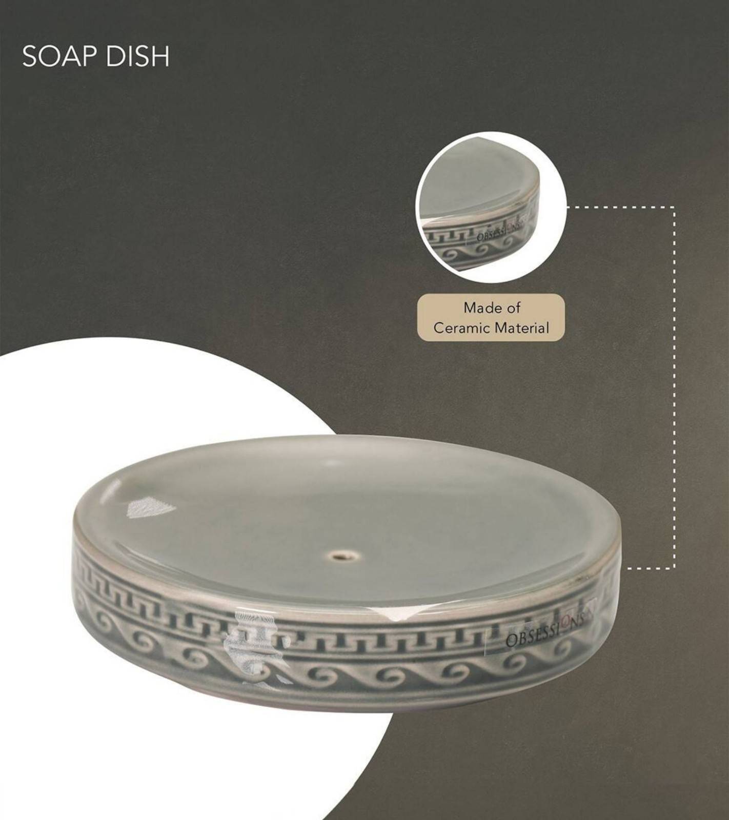 Premsons® Ceramic Bathroom Accessories Set of 3 – Dispenser, Soap Tray & Toiletries Holder