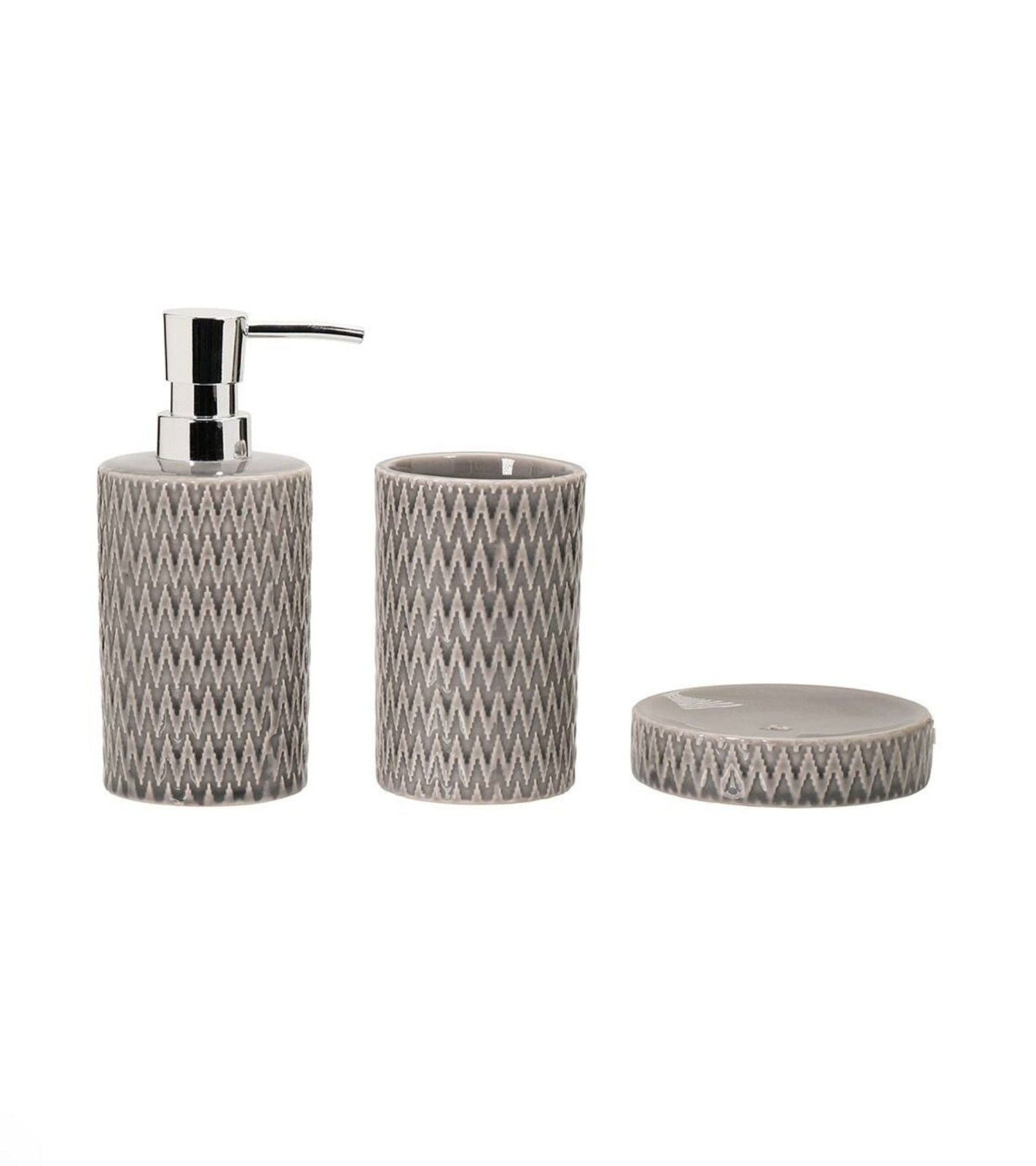 Premsons® Ceramic Bathroom Accessories Set of 3 – Dispenser, Soap Tray & Toiletries Holder