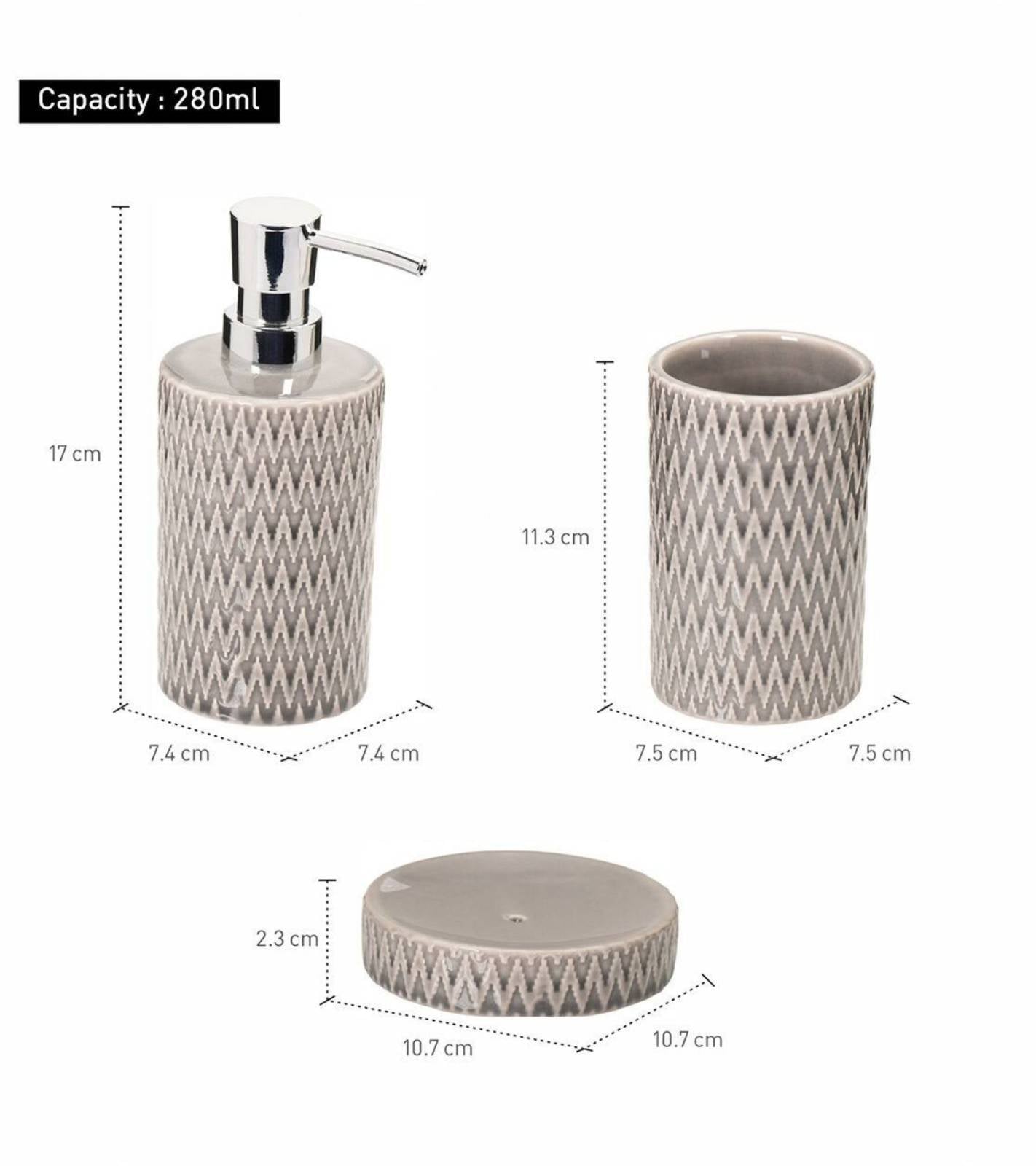 Premsons® Ceramic Bathroom Accessories Set of 3 – Dispenser, Soap Tray & Toiletries Holder