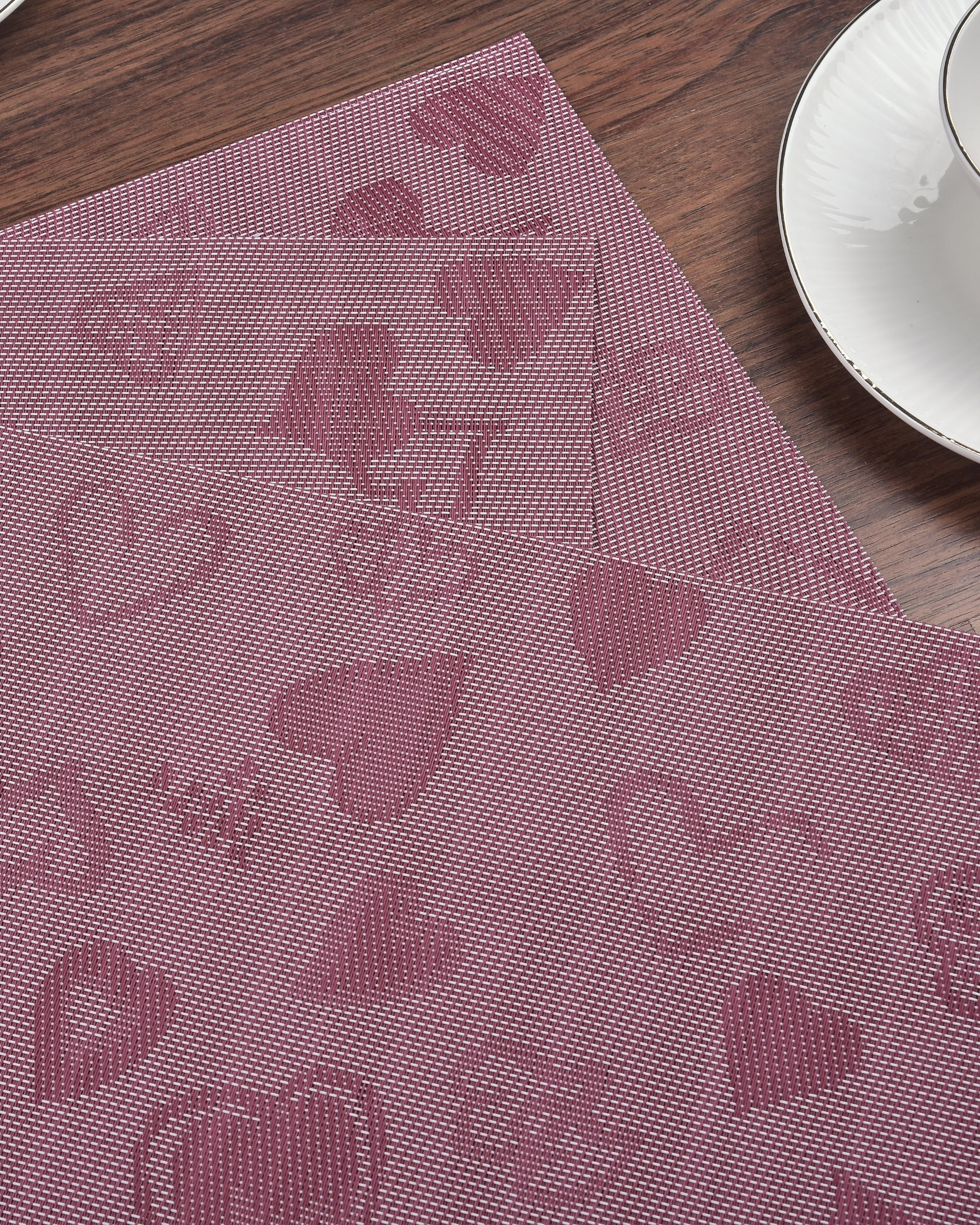 Premsons® Maroon Rectangle Metallic Placemats – Washable, Wipeable, Non-Slip & Stain-Resistant Table Mats for Dining, Kitchen, Wedding & Party Décor