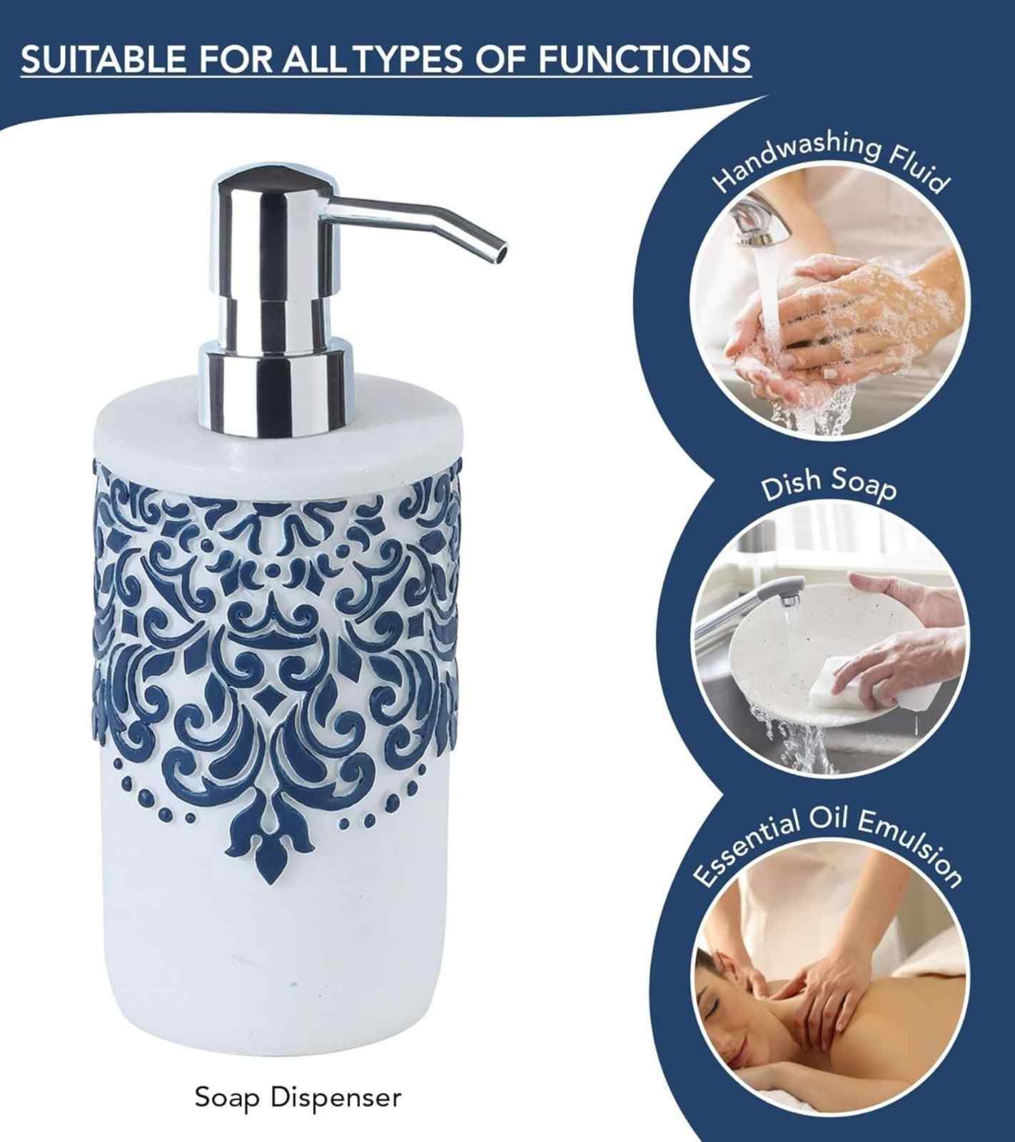 Premsons® Ceramic Bathroom Accessories Set of 3 – Dispenser, Soap Tray & Toiletries Holder