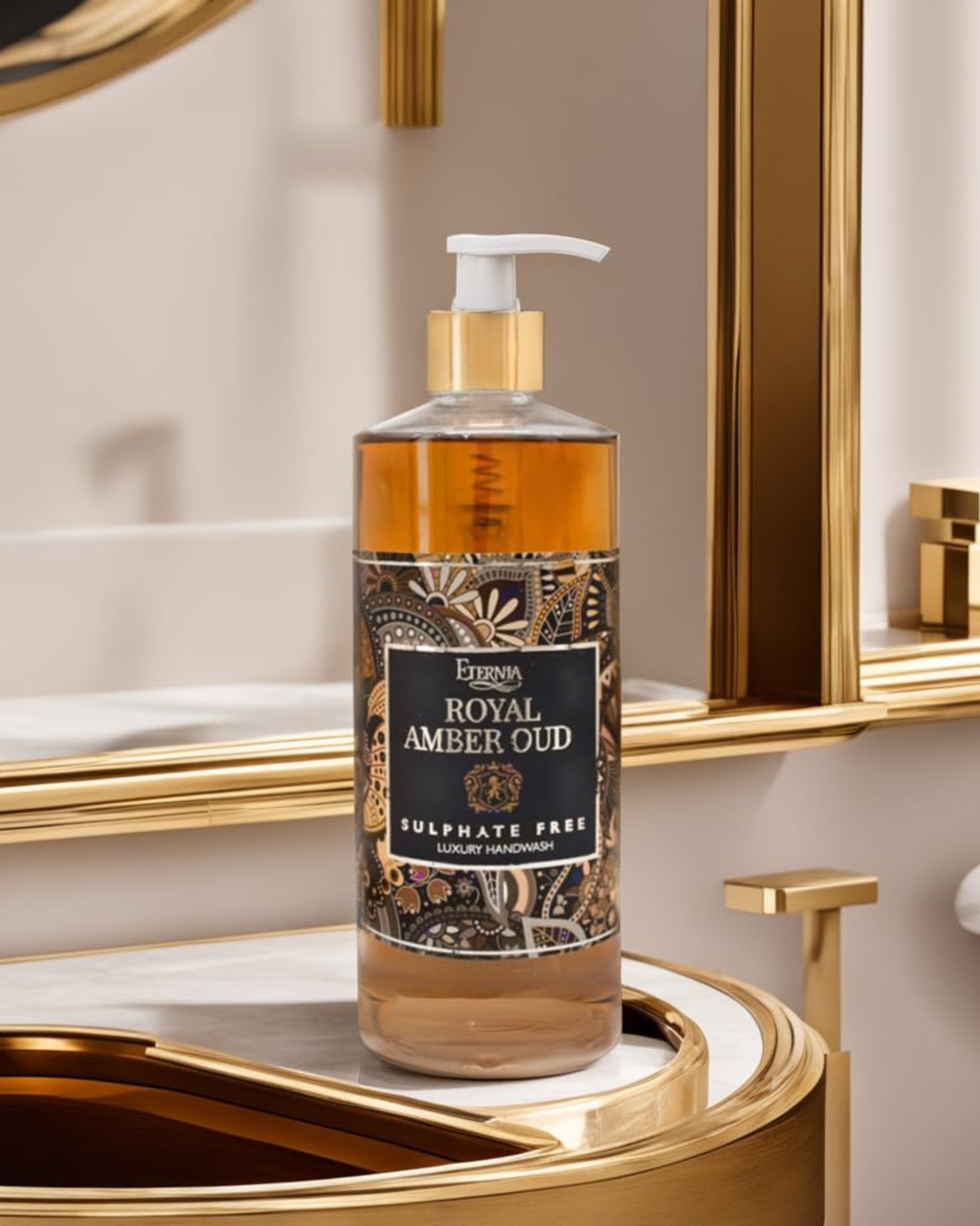 Eternia® Royal Amber Oud Sulphate-Free Handwash - Premium Cruelty-Free Liquid Soap - Luxurious Foam & Thick Honey-Like Consistency - 500ml
