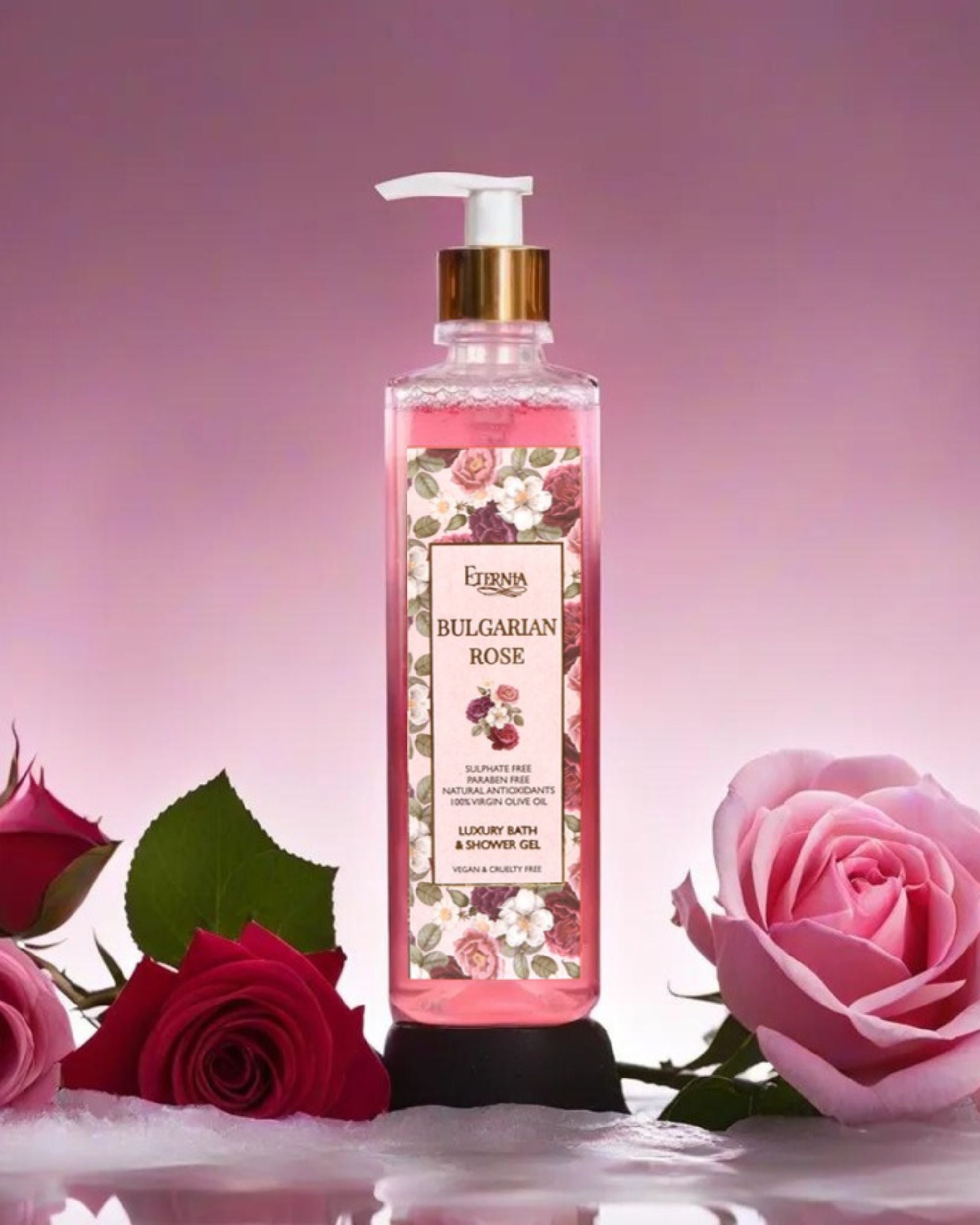 Eternia® Bulgarian Rose Bath & Shower Gel - Sulphate Free & Cruelty-Free Daily Hydrating Cleanser - 500ml