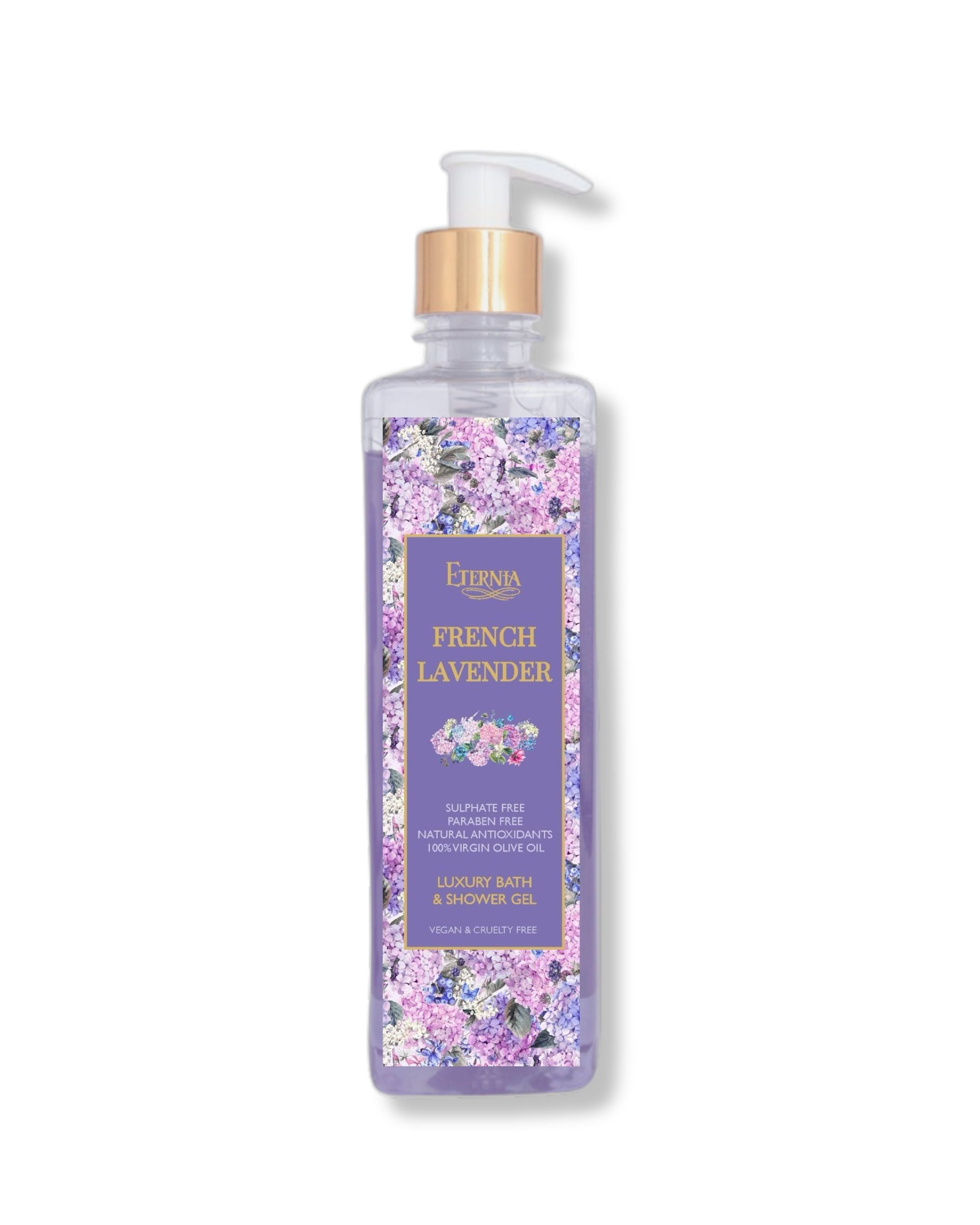Eternia® French Lavender Bath & Shower Gel - Sulphate Free & Cruelty-Free Daily Hydrating Cleanser - 500ml