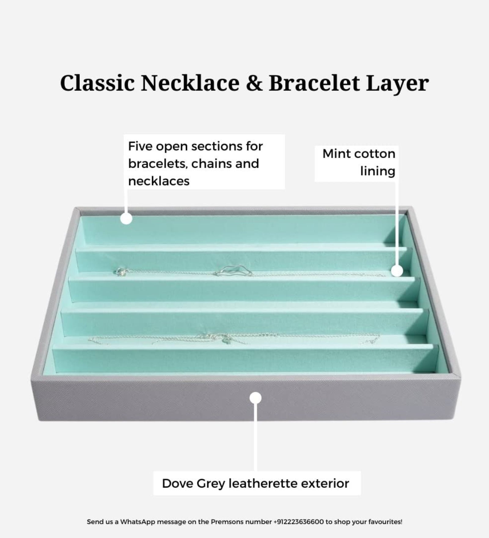 Eternia® Jewellery Box Vegan Leather Classic Leatherette Layer Women's Portable Storage Organizer - Set Of 3 - Watches & Necklaces