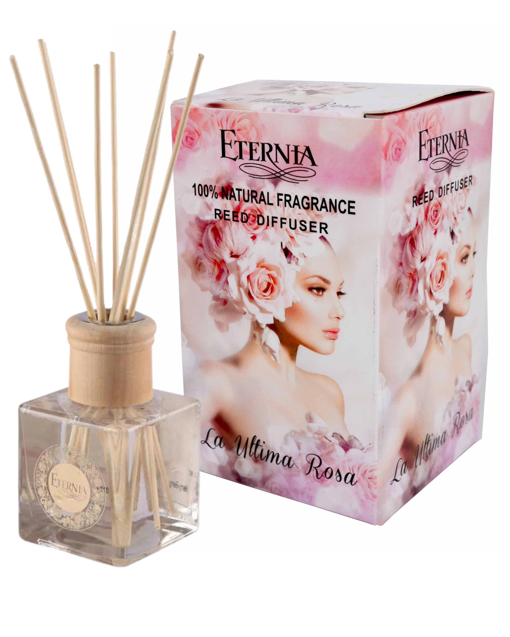 Eternia® La Ultima Rosa Reed Diffuser with Rattan Reed Sticks – Slow Release Subtle Long-Lasting Home Fragrance