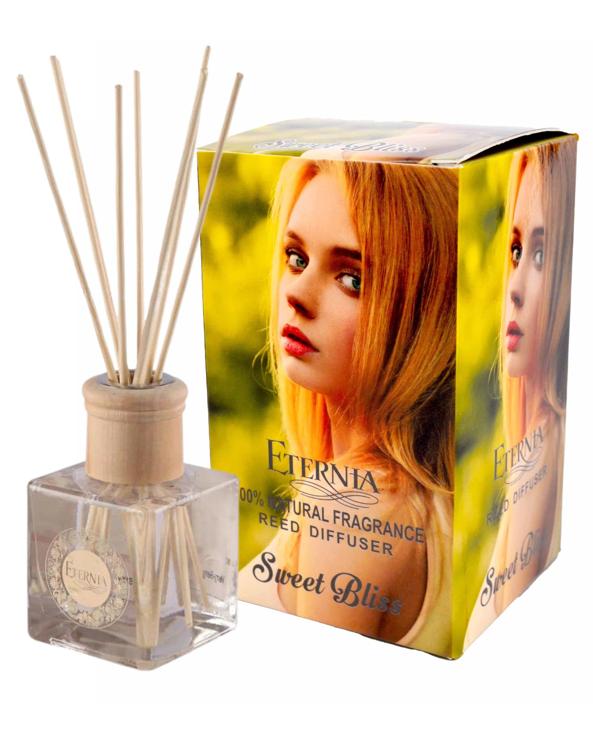Eternia® Sweet Bliss Reed Diffuser with Rattan Reed Sticks – Slow Release Subtle Long-Lasting Home Fragrance