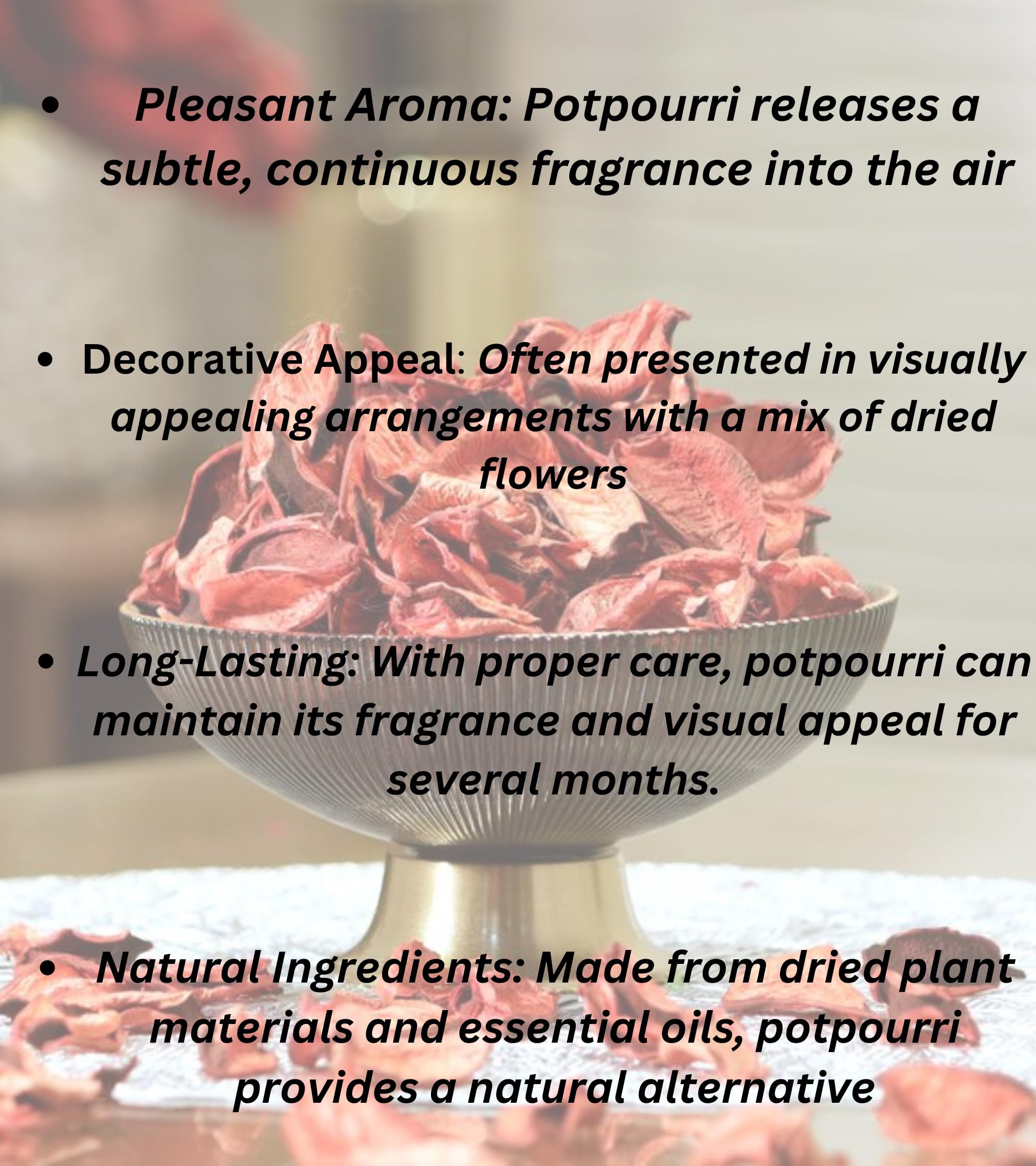 Eternia® Potpourri with Petals for Home Fragrance – Dried Flowers for Office, Bathroom & Spa Décor – Long-Lasting Room Air Freshener & Vase Filler - 100 gm