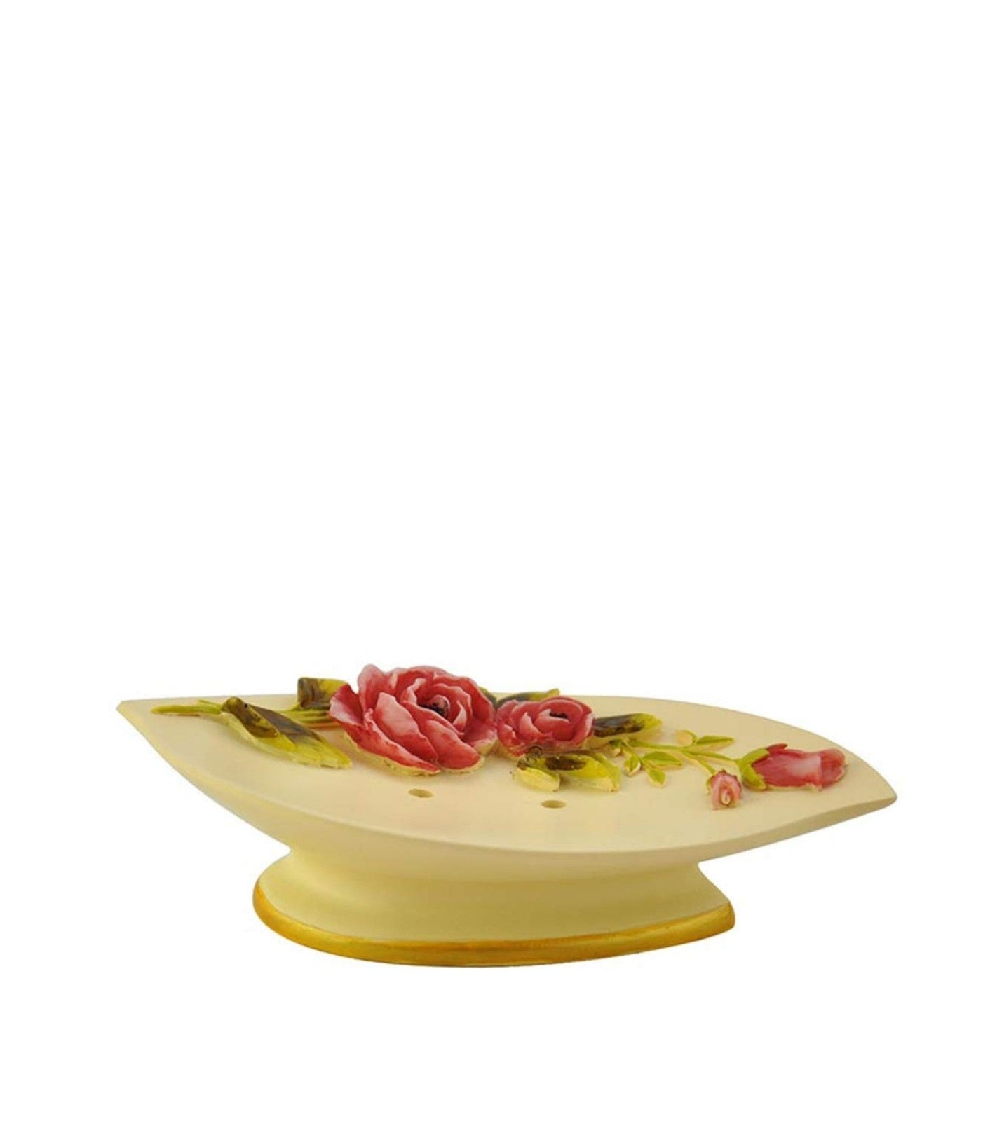 Premsons® Roses Bathroom Accessories Set of 4 – Dispenser, Soap Tray, Cup & Brush Stand – Durable Polyresin Finish