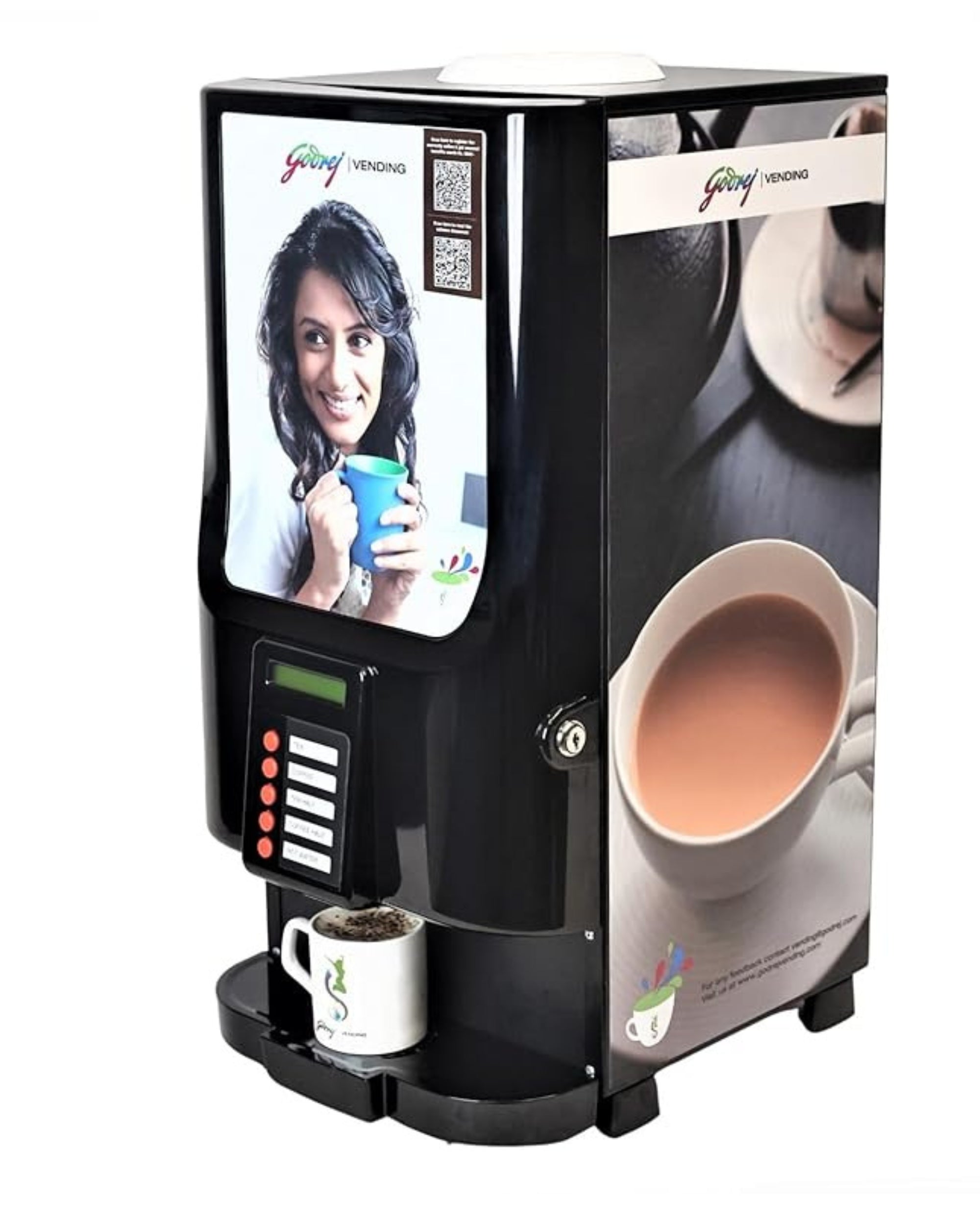 GODREJ VENDING Ecostar Coffee Vending Machine – 2 Canister Automatic Hot Beverage Dispenser for Office, Shop, Commercial & Home Use | Tabletop Machine (Black)