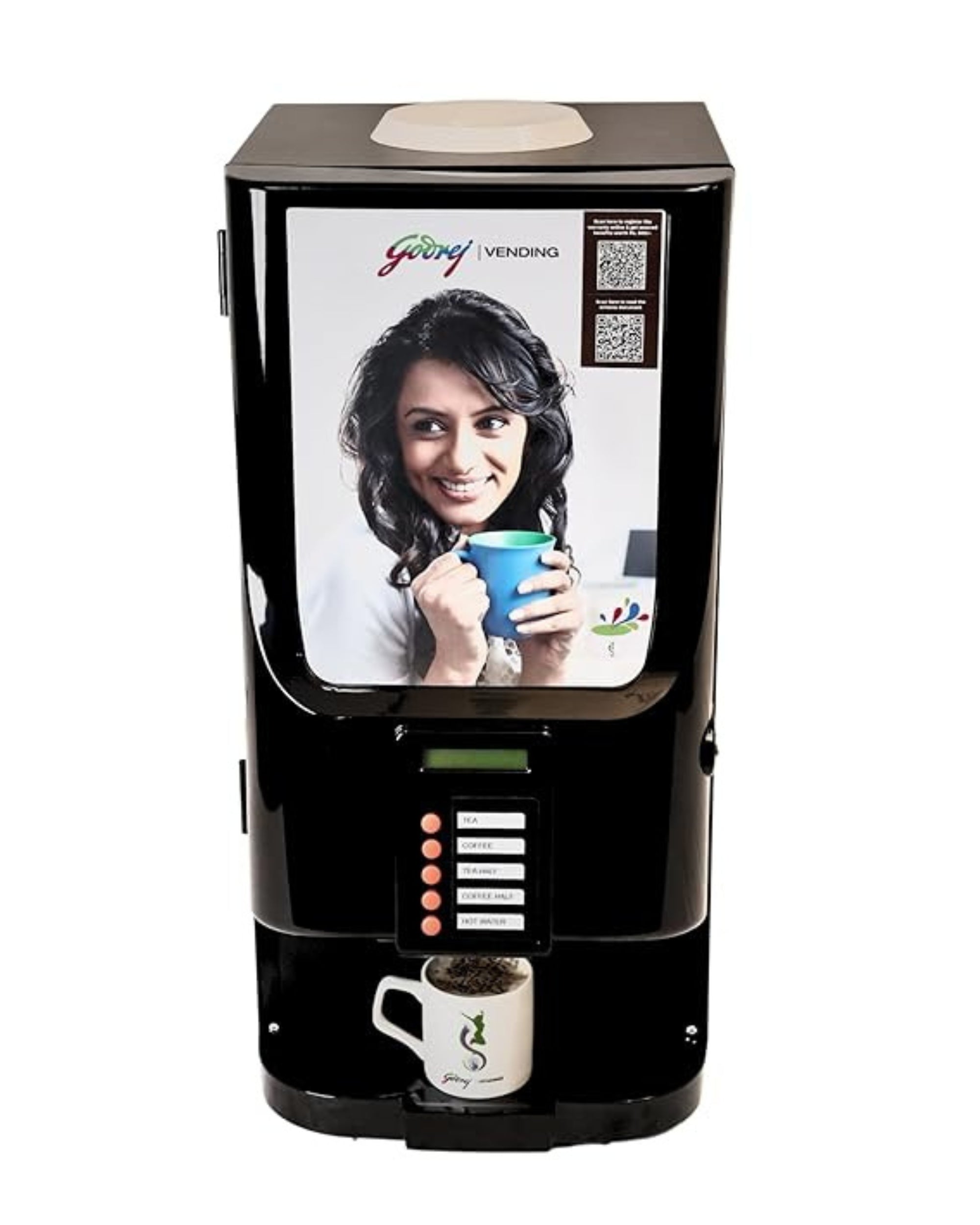 GODREJ VENDING Ecostar Coffee Vending Machine – 2 Canister Automatic Hot Beverage Dispenser for Office, Shop, Commercial & Home Use | Tabletop Machine (Black)