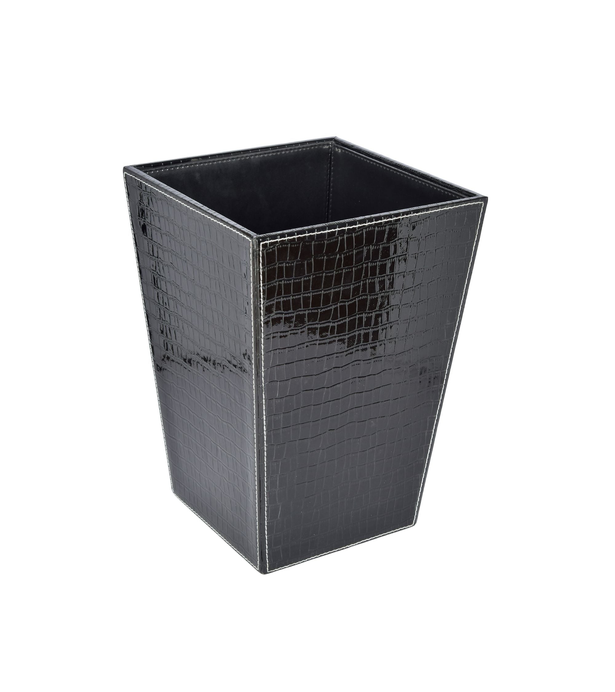 Premsons® Premium Faux Leather Dustbin - Sleek & Modern Waste Basket for Office & Living Room - Croc Texture - Cone Shaped - Black - 2.5 Litres