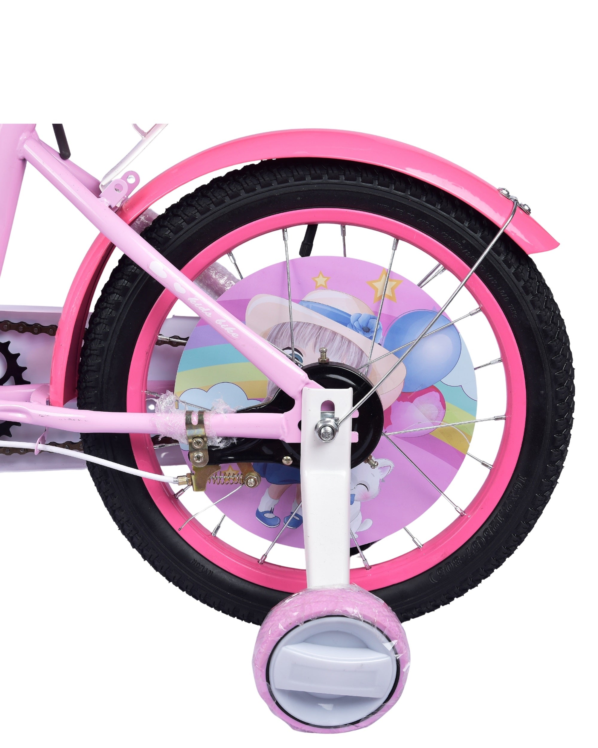 Premsons® Pink Kids Bicycle with Training Wheels – Girls’ Bike with Heart-Shaped Basket, Rear Doll Seat & Colorful Handlebar Streamers