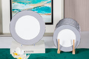 Premsons® Classic Large Dinner Party Plate Set of 6 – Elegant Porcelain Plates for Dining & Entertaining - Solid Grey