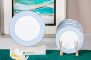 Premsons® Classic Large Dinner Party Plate Set of 6 – Elegant Porcelain Plates for Dining & Entertaining - Powder Blue