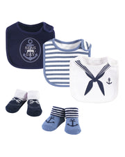 Premsons® Sailor Themed Baby Bib and Socks Set – Cotton One Size Baby Gift Pack