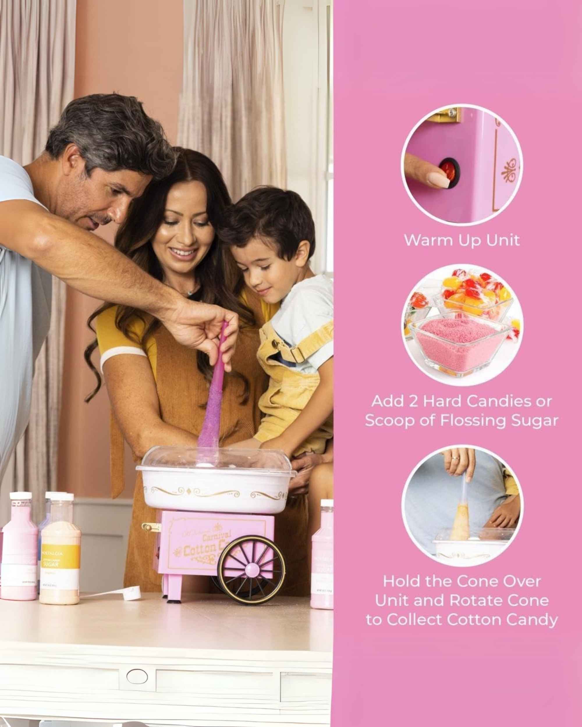 Premsons® Cotton Candy Floss Maker Machine - Nostalgic Household Cotton Candy Appliance for Kids Birthday Carnival Party - Use with Floss Sugar Hard Candy