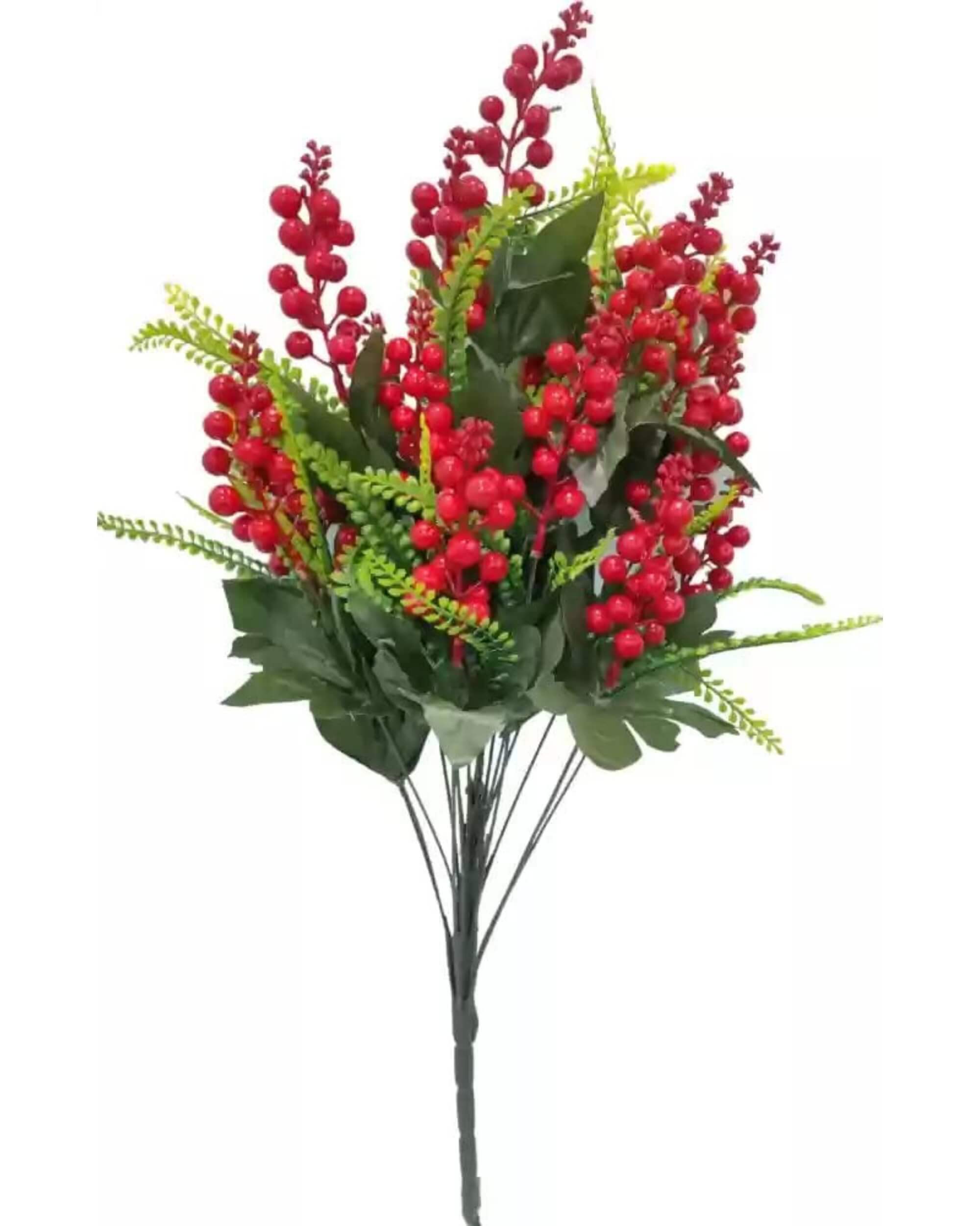 Premsons® Decorative Artificial Red Cherry Flower Bunch | Lifelike Plastic Bouquet | Vibrant and Durable Fake Plant for Home, Kitchen, Party, and Office Décor