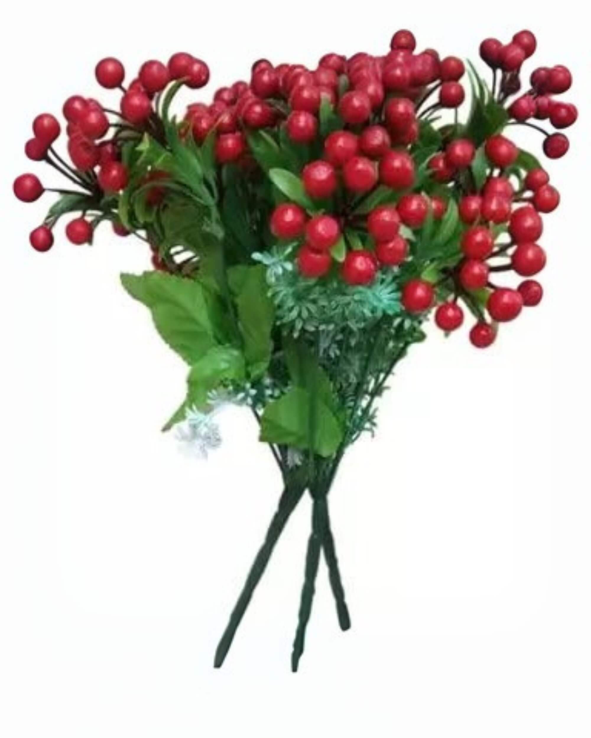 Premsons® Decorative Artificial Red Cherry Flower Bunch | Lifelike Plastic Bouquet | Vibrant and Durable Fake Plant for Home, Kitchen, Party, and Office Décor