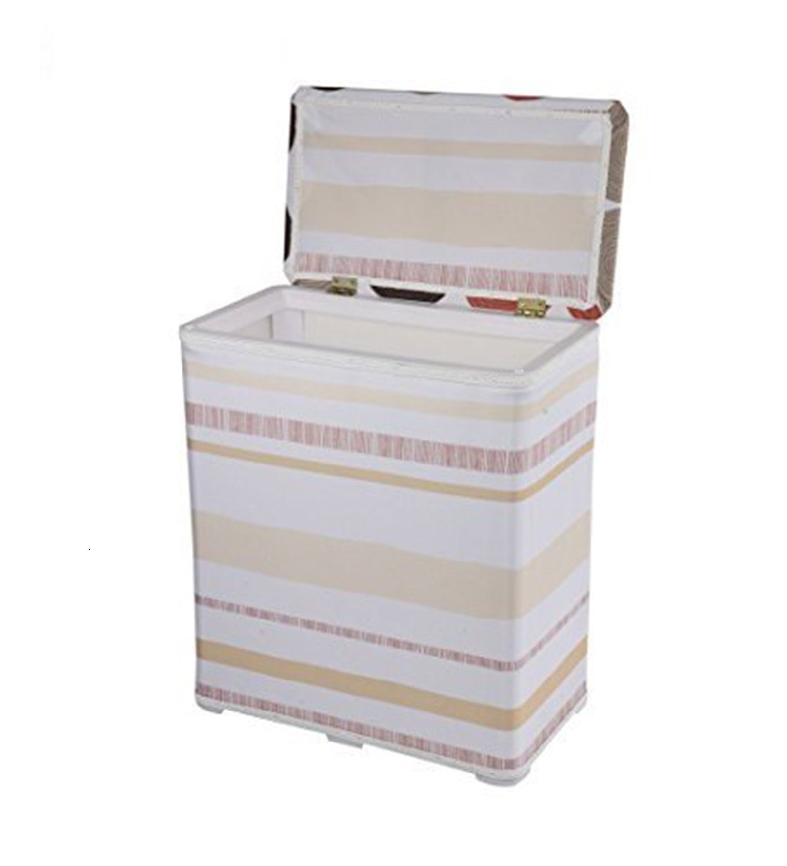 Premsons® Foldable Fabric Laundry Basket – Durable Storage Hamper for Clothes, Toys & More – Stripes Design in Beige & Brown