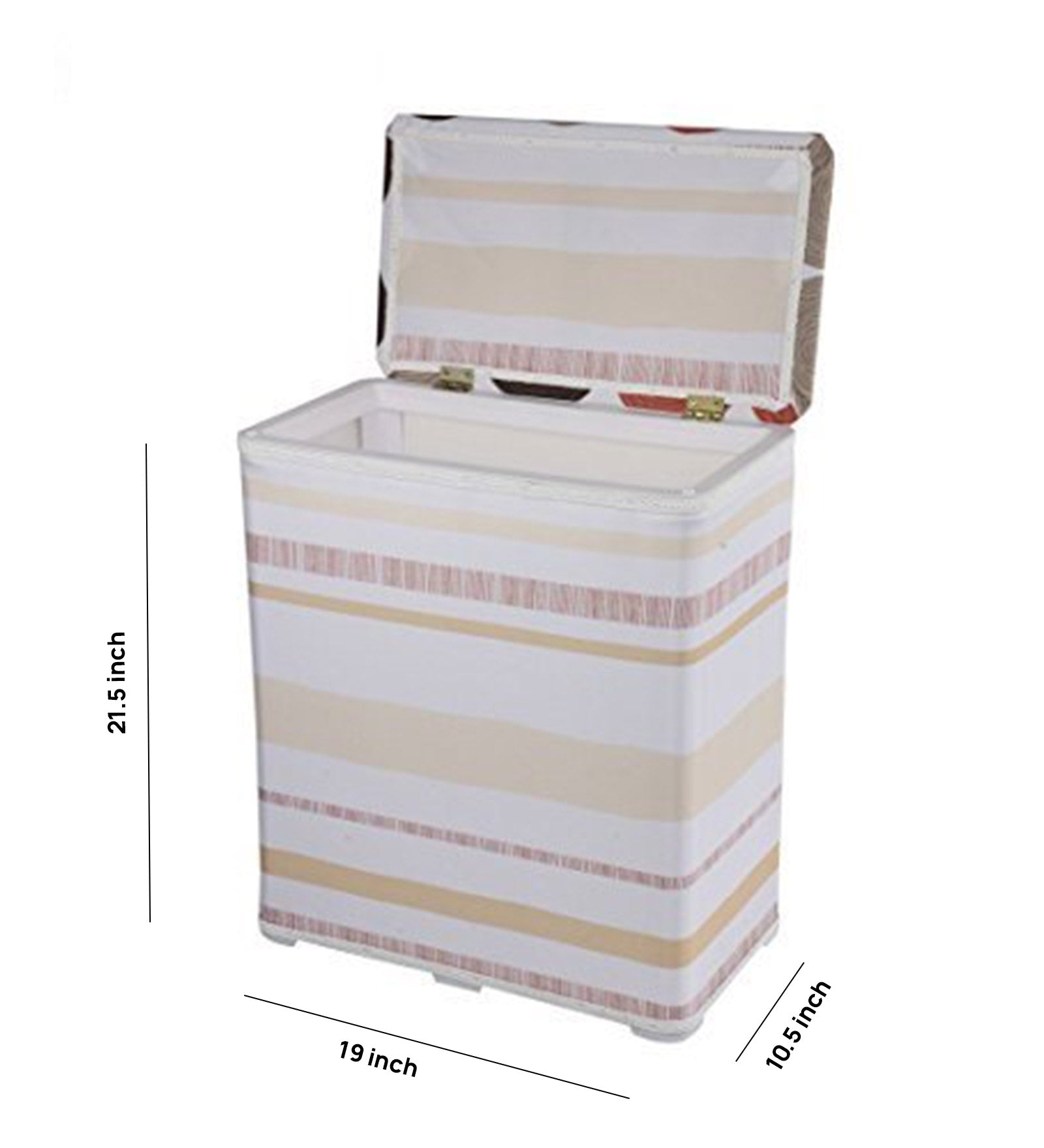 Premsons® Foldable Fabric Laundry Basket – Durable Storage Hamper for Clothes, Toys & More – Stripes Design in Beige & Brown