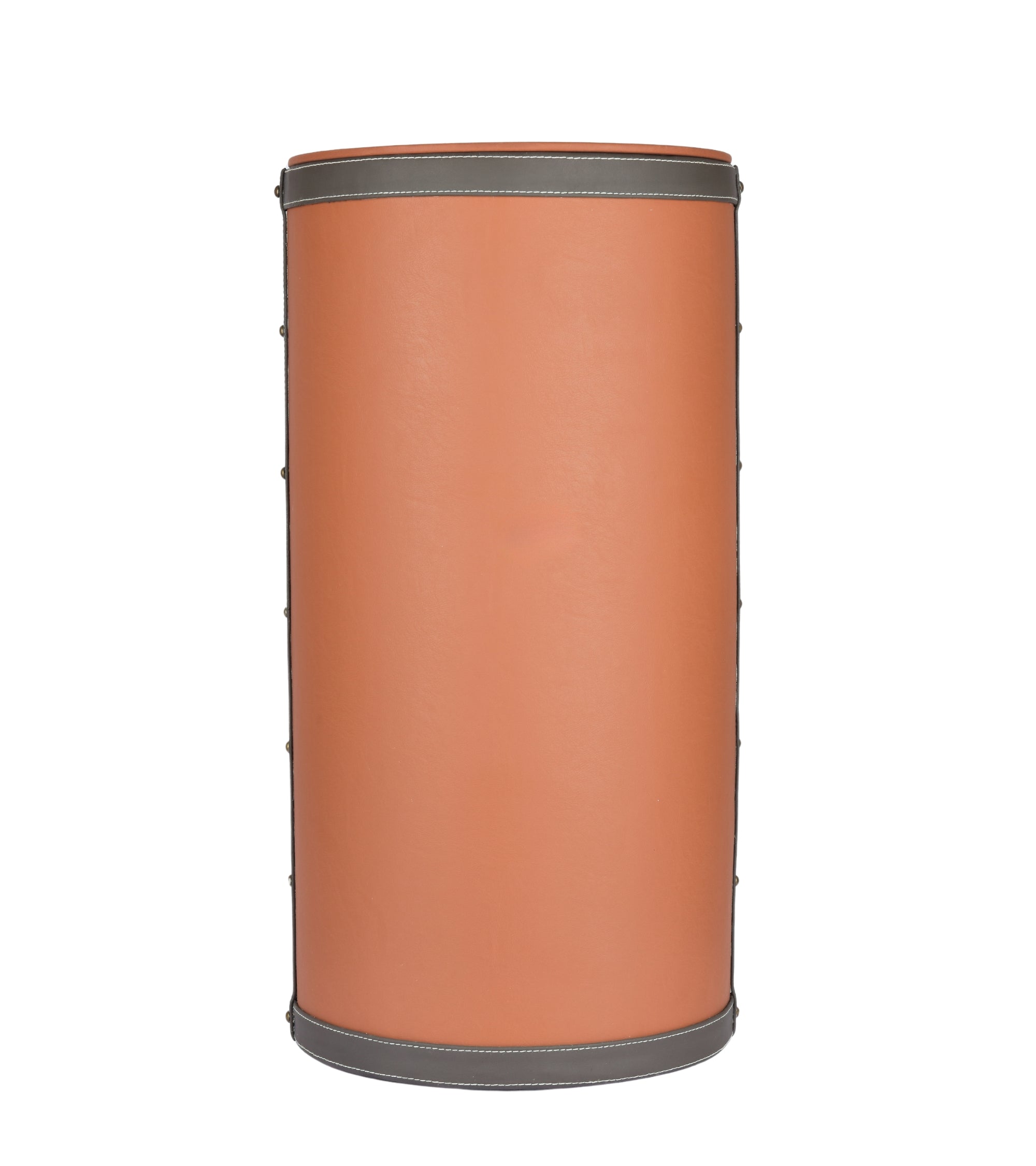 Premsons® Two Tone Laundry Basket - Modern Faux Leather Hamper for Clothes Storage - Round - Large - Orange & Grey - 20 Litres