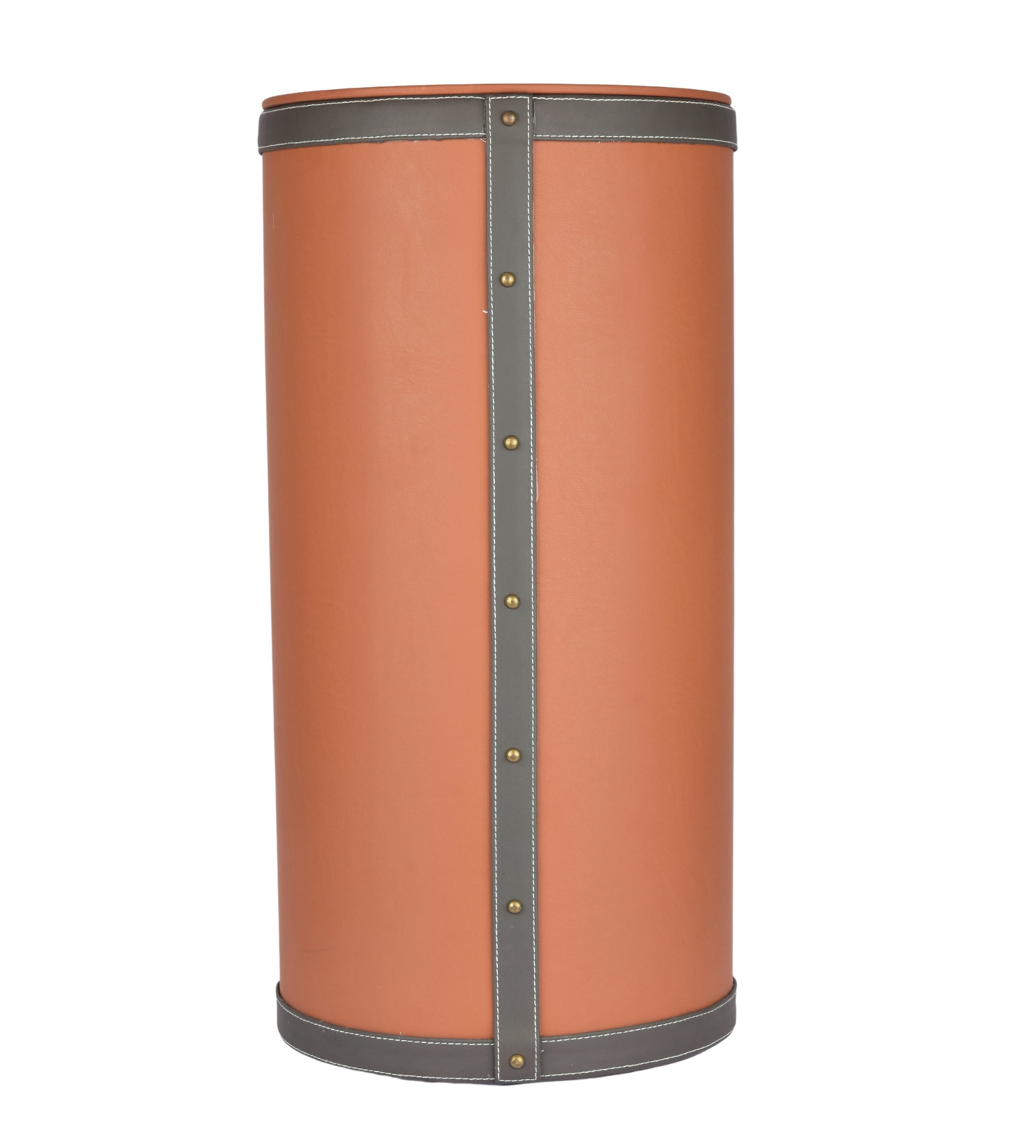 Premsons® Two Tone Laundry Basket - Modern Faux Leather Hamper for Clothes Storage - Round - Large - Orange & Grey - 20 Litres