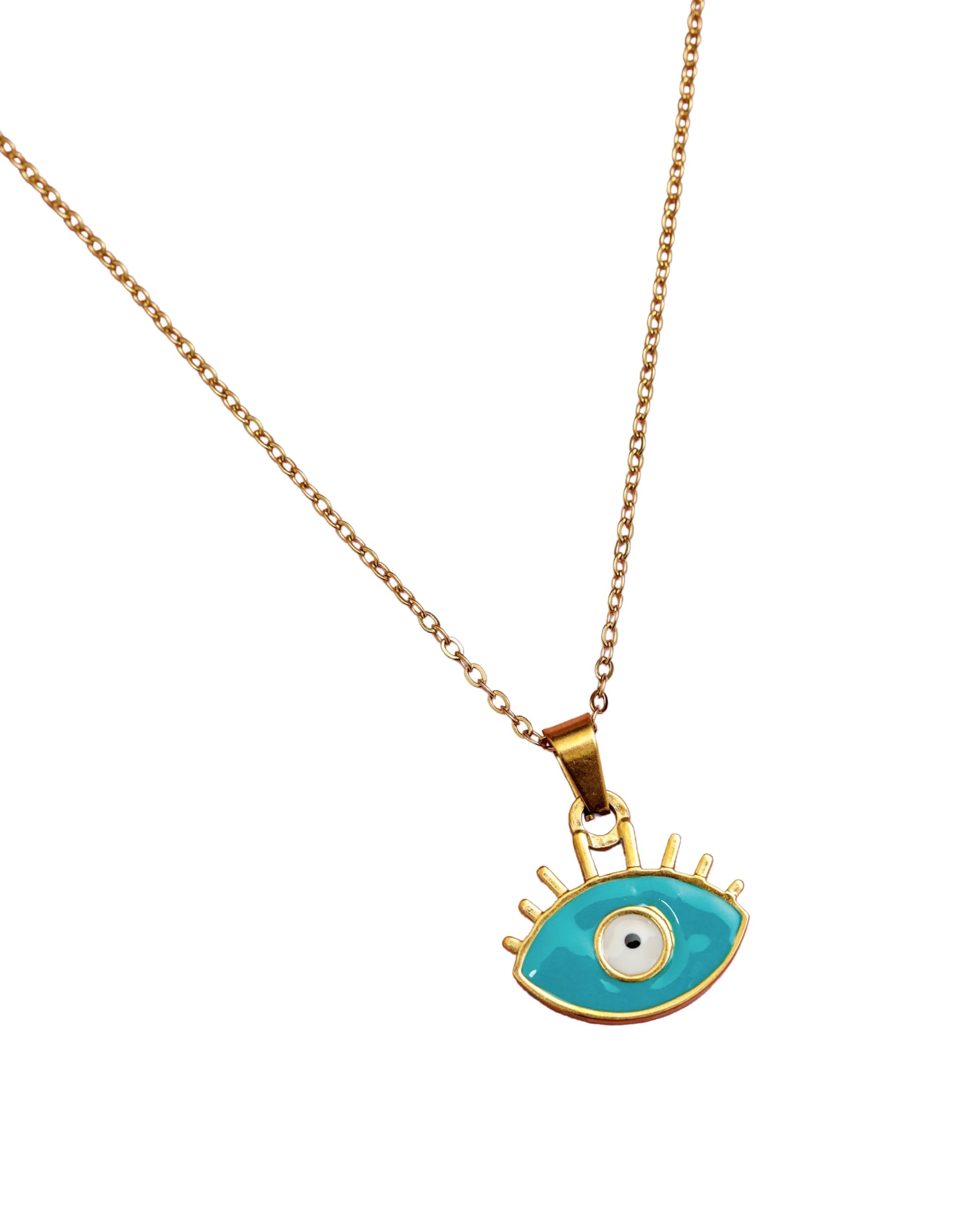 Premsons® Evil Eye Stainless Steel Necklace - Eye Shaped Pendant for Protection & Elegance - Gold & Blue