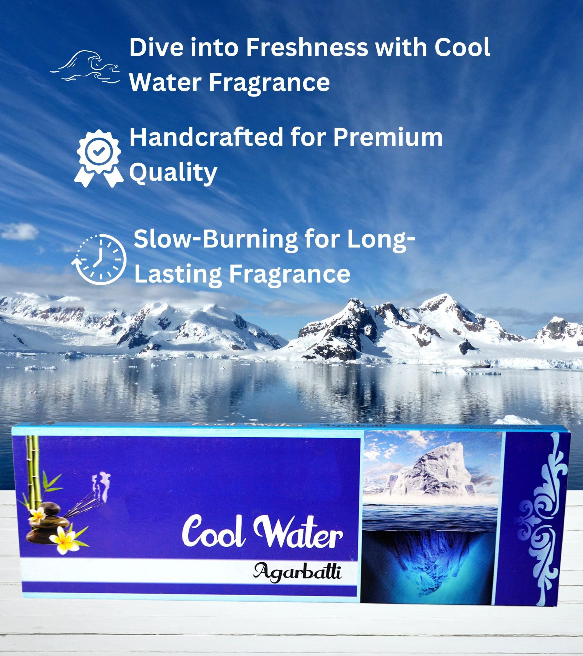 Eternia® Cool Water Scent of Burning Incense Sticks with Different Fragrances for Aromatic Environment Agarbatti - (Pack of-3)