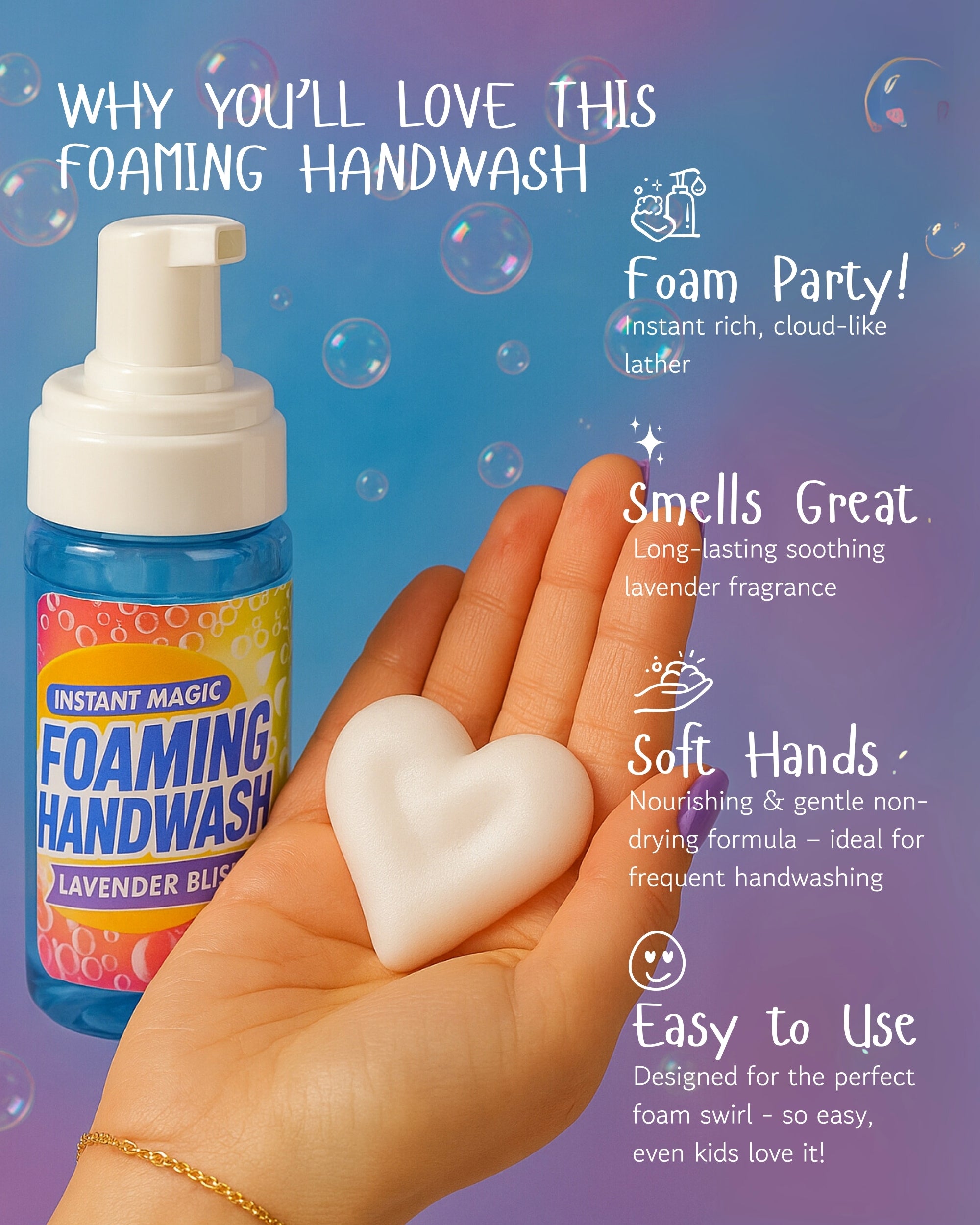 Eternia® Instant Magic Foaming Handwash – Lavender Bliss | Refreshing, Gentle & Moisturizing Hand Wash Refill for Soft, Fragrant Hands (200ml)