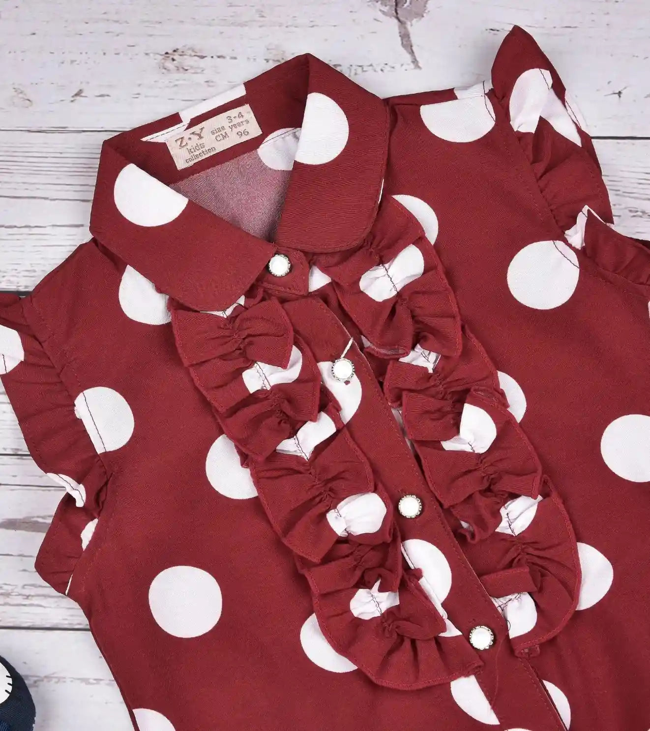 Premsons® Pretty in Polka Girls’ Sleeveless Floral Top with Tie Knot & Ruffle Detail – Casual Shirt with Pockets