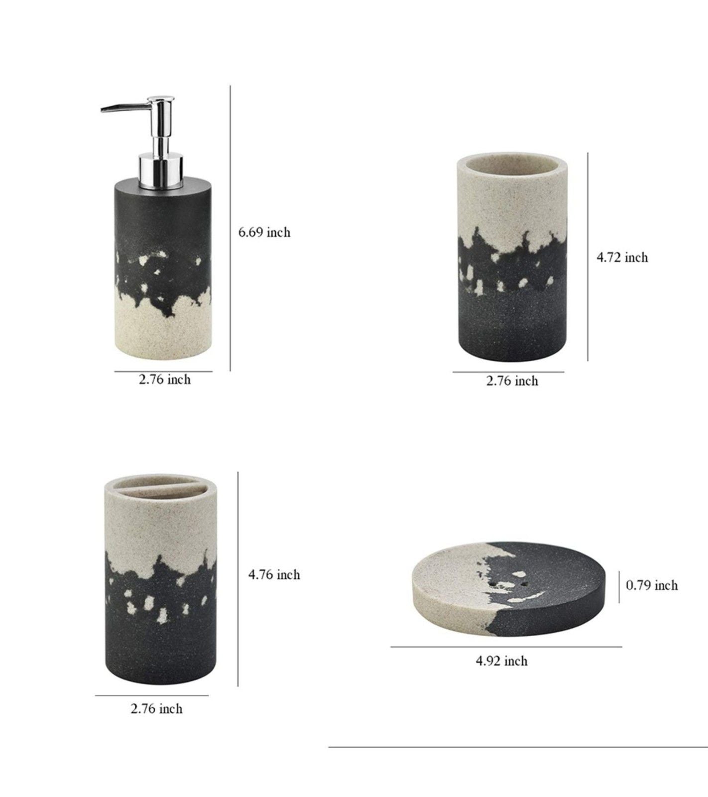 Premsons® Starry Sky Bathroom Accessories Set of 4 – Dispenser, Soap Tray, Cup & Brush Stand – Durable Polyresin Finish