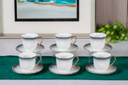 Premsons® High Tea Cup & Saucer Set – Elegant Porcelain Tea Cups for High Tea – Ombre Grey