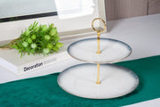 Premsons® Two-Tier Cake Stand – Elegant Porcelain Tiered Cake Stand for Parties & Events – Ombre Grey