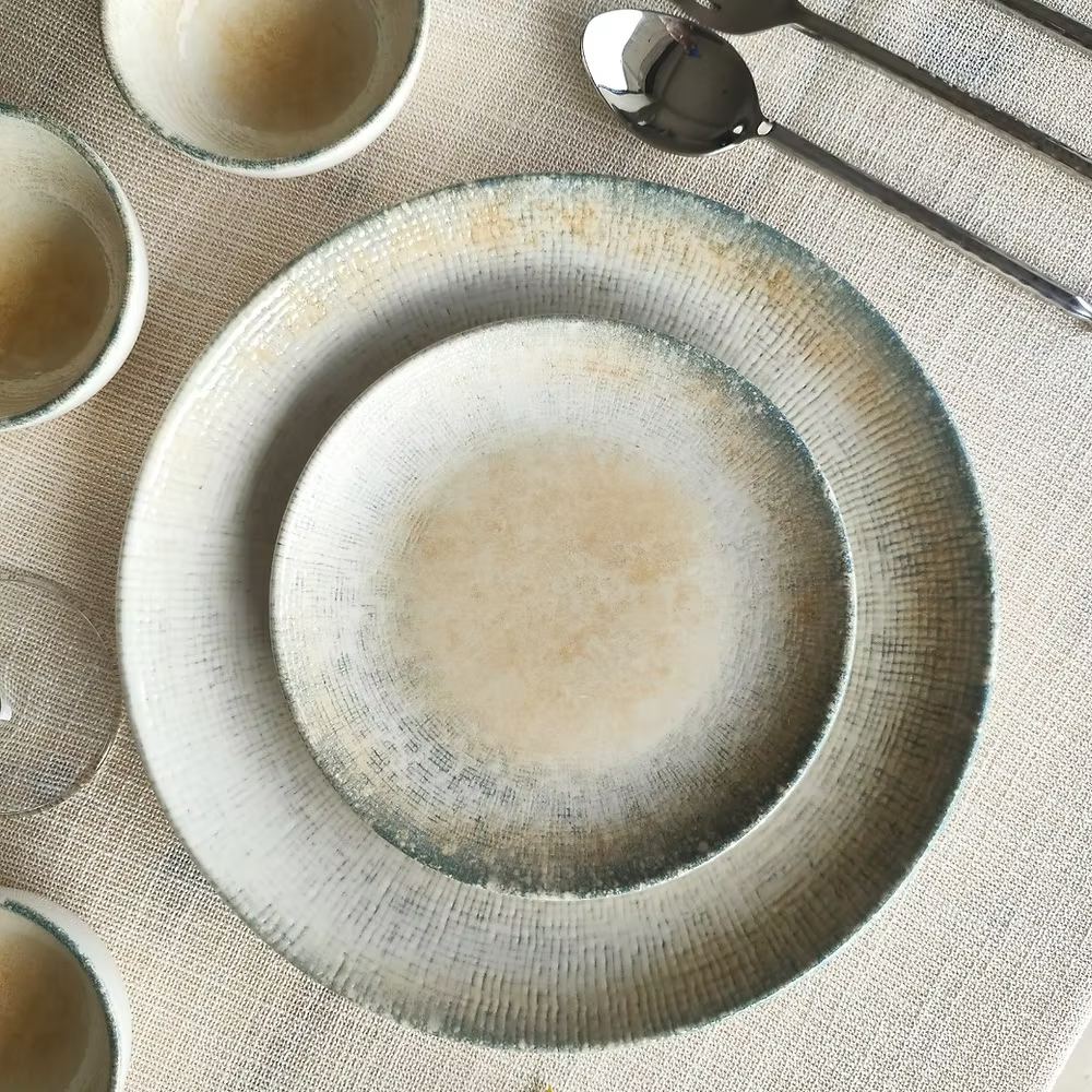 Complete Dinner Set for 6 – 21-Piece Porcelain Crockery in Blue & White | Durable & Dishwasher Safe