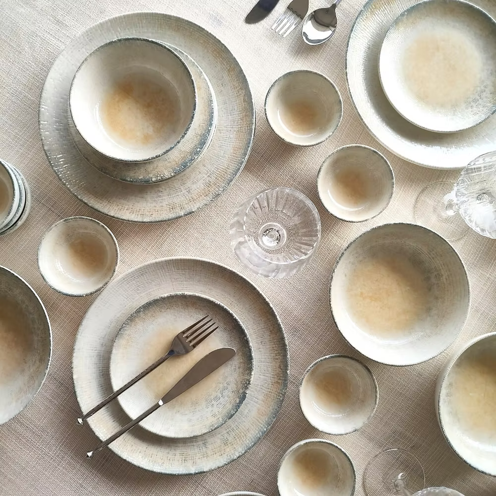 Complete Dinner Set for 6 – 21-Piece Porcelain Crockery in Blue & White | Durable & Dishwasher Safe