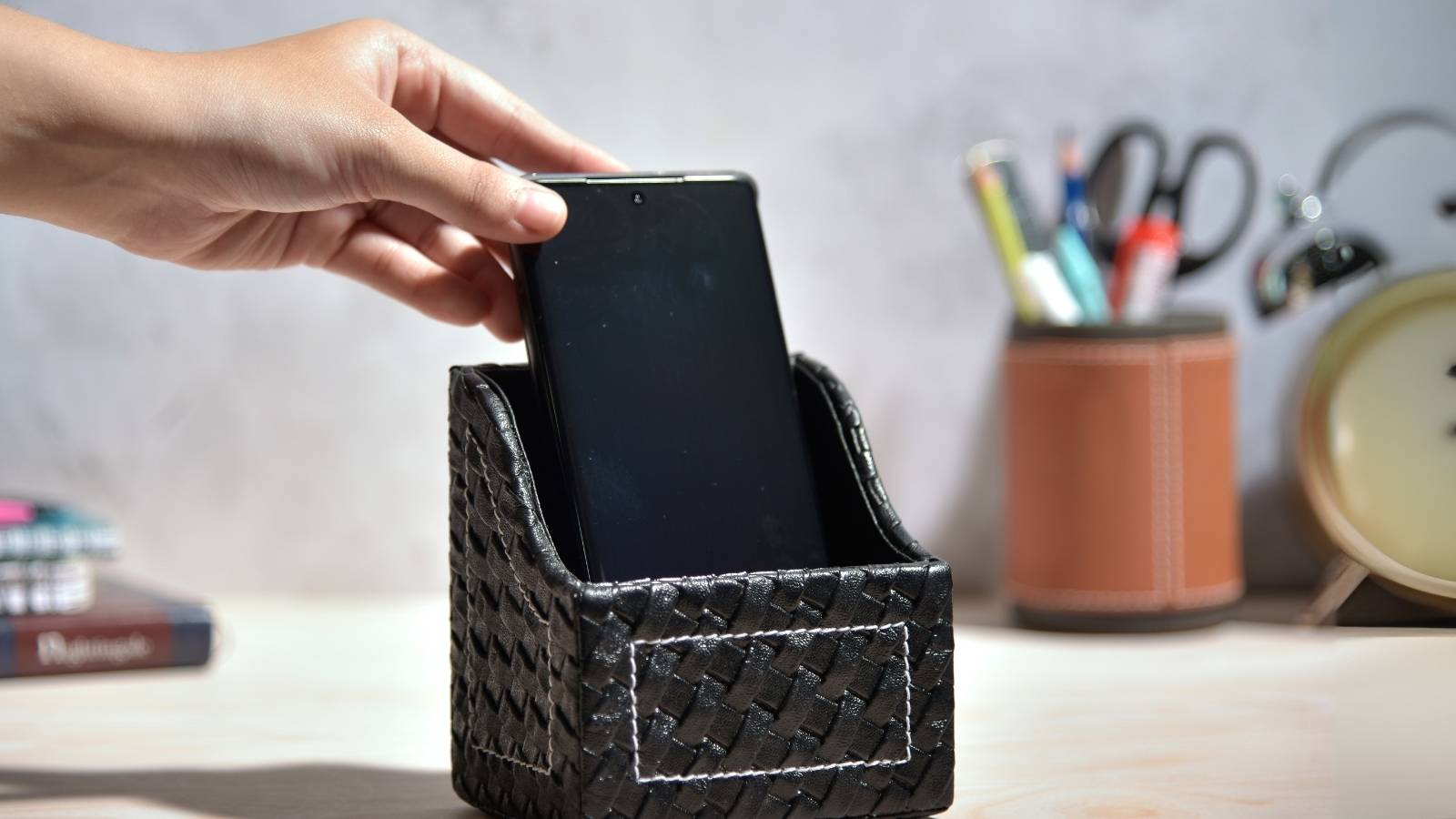 Faux Leather Business Card & Mobile Holder