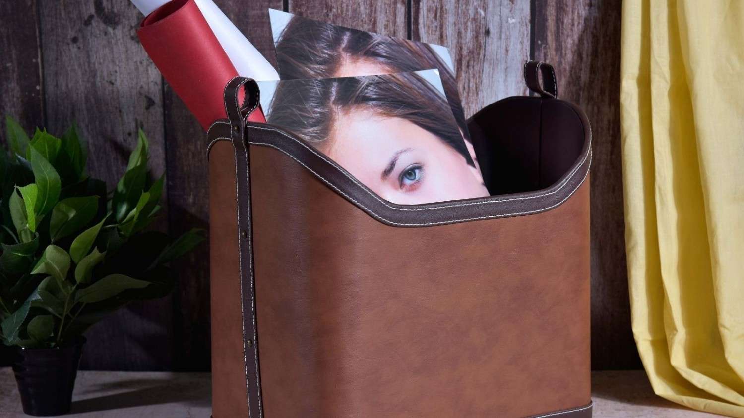 Faux Leather Magazine Holders & Storage Baskets