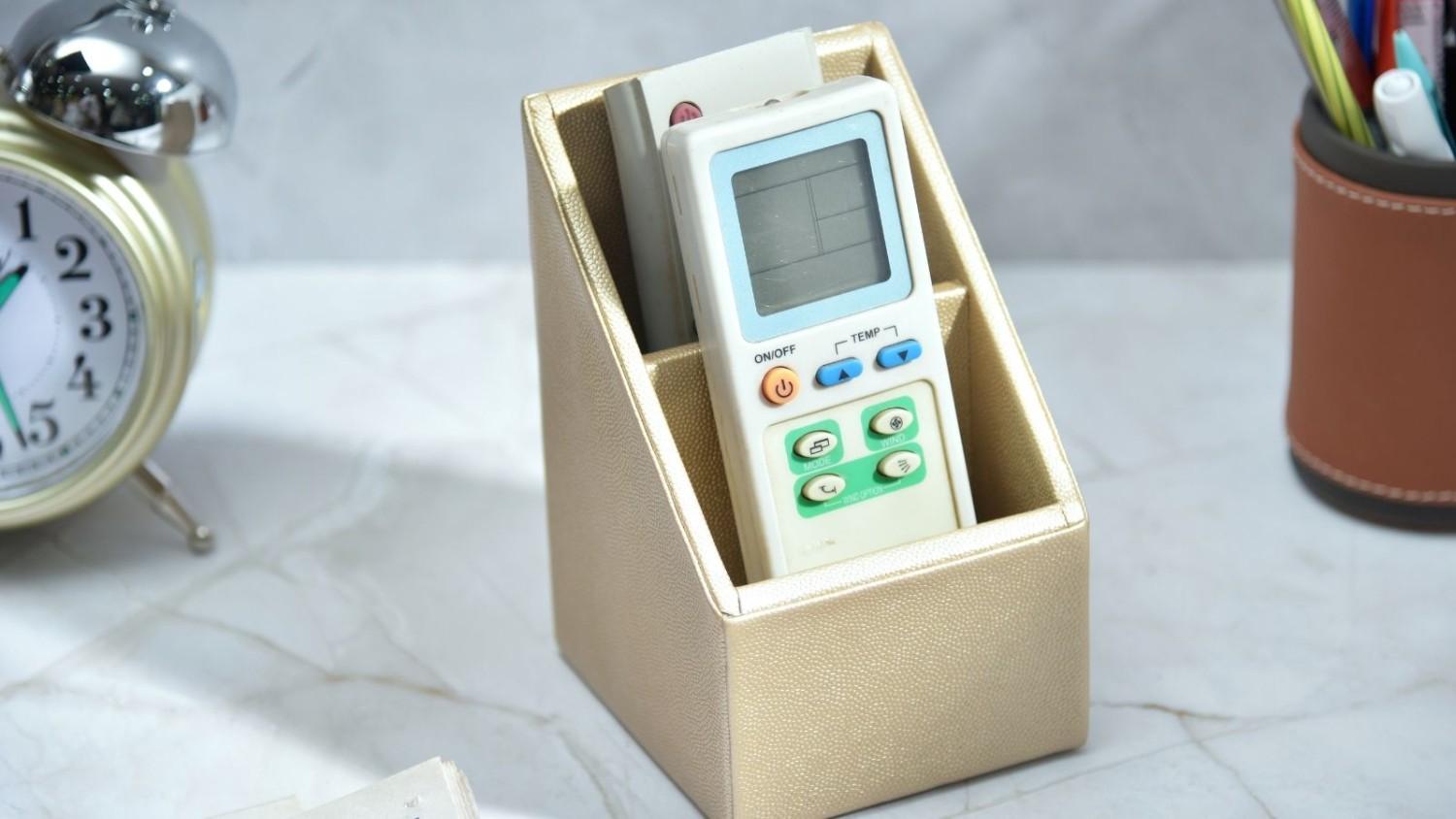 Faux Leather Remote Holder for Home & Office