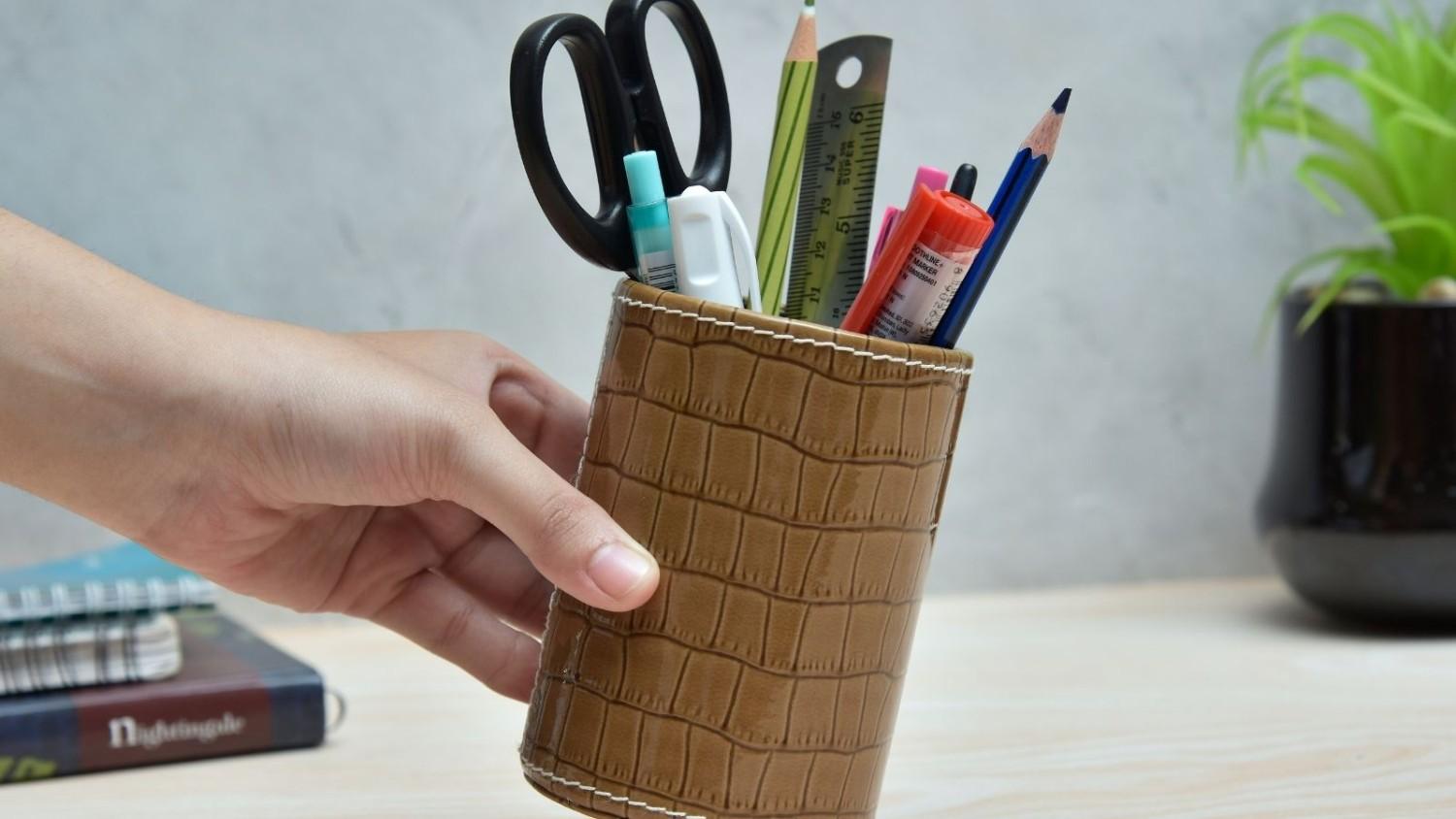 Faux Leather Pen Stands & Stationery Holders