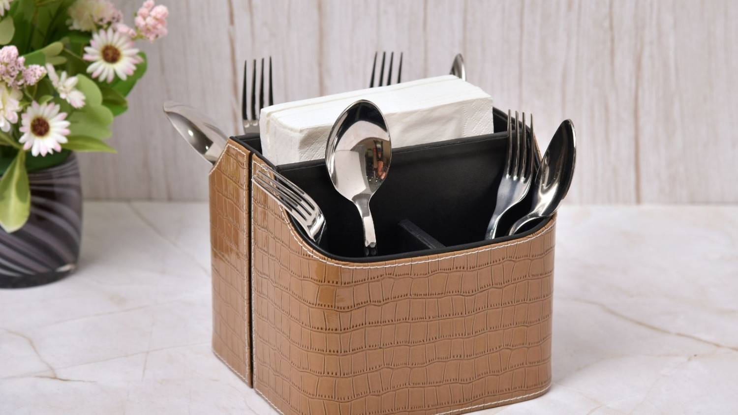 Faux Leather Cutlery Holders