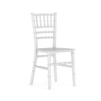 White Chiavari wooden chair with vertical slat back and flat rectangular seat