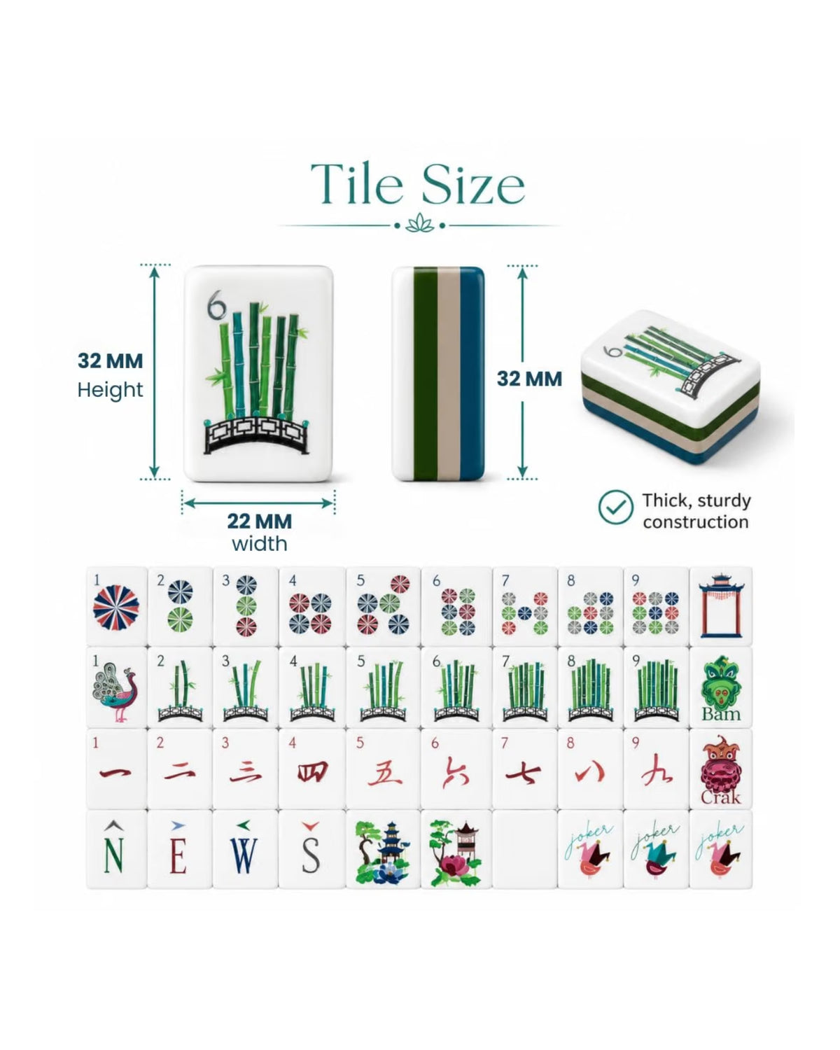 Palace 4-Layer Acrylic Mahjong Tiles – 160 Pieces Premium Mahjong Tiles Set
