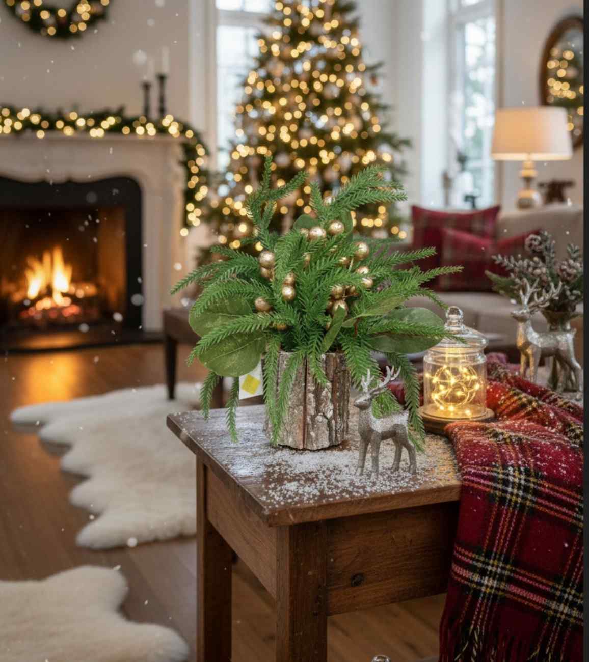 Premsons® Tabletop Pine Tree – Christmas Decor with Gold Orbs