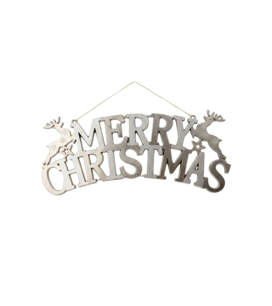 Premsons® Merry Christmas Hanging Sign – Silver Festive Wall & Tree Decor