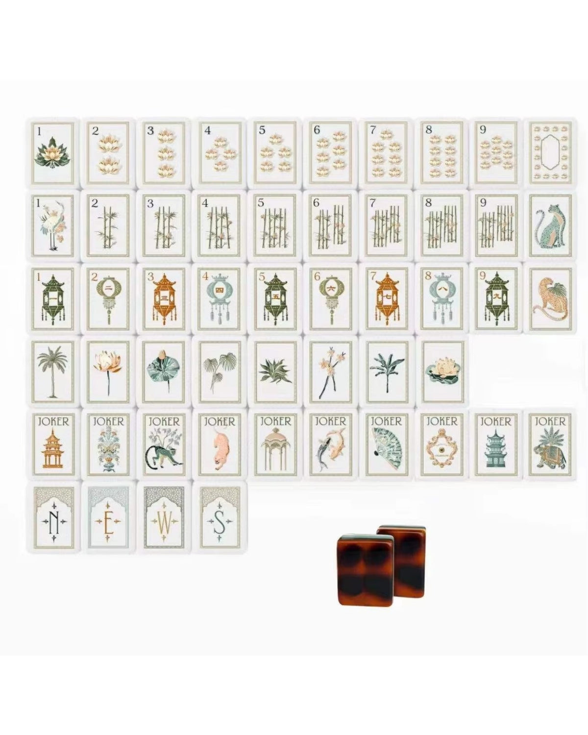 Premsons® Premium American Mahjong Tiles Set – 166-Piece Tortoise Shell & Ivory Tiles